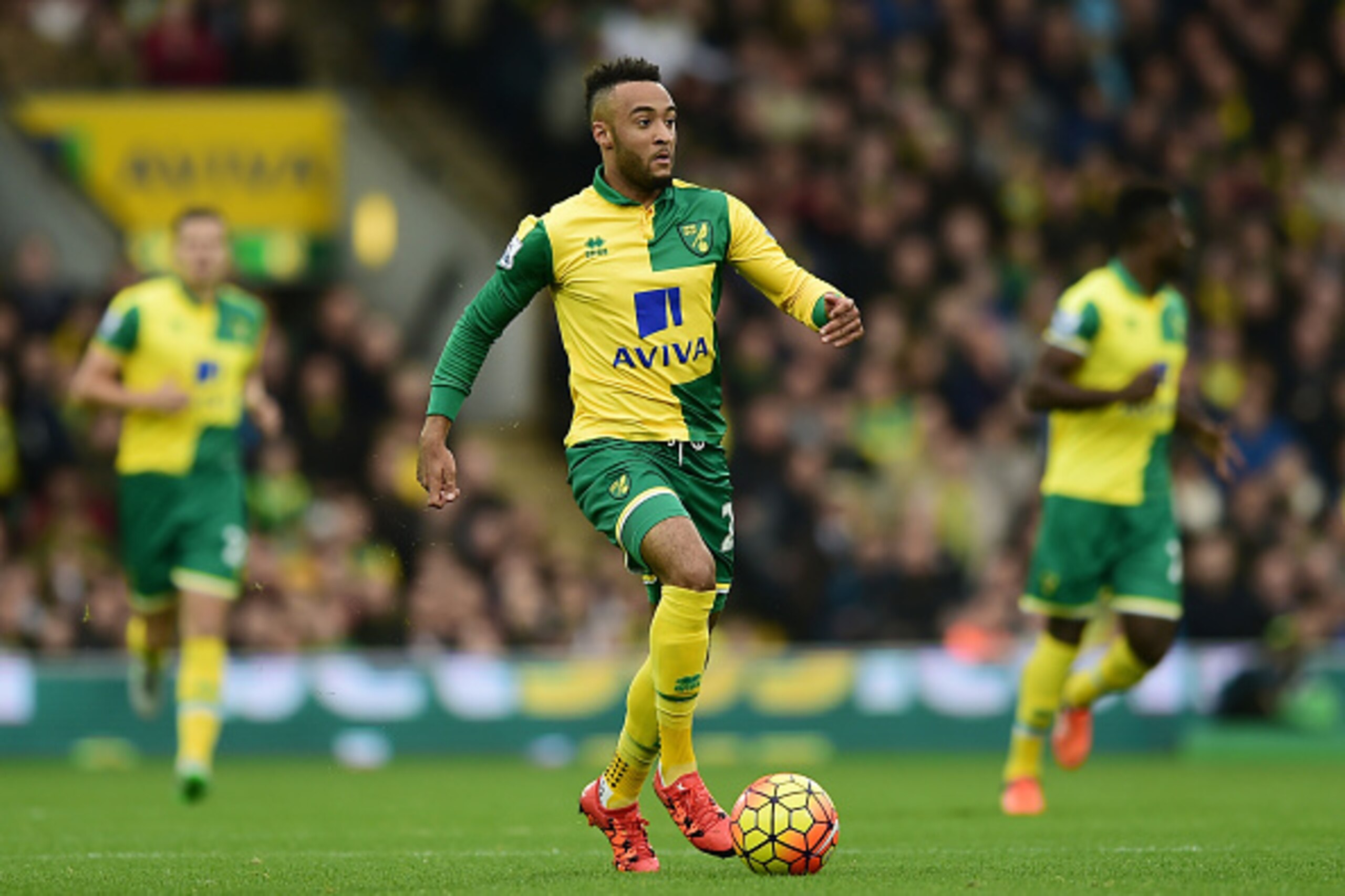 NORWICH, ENGLAND - OCTOBER 24: Nathan Redmond of Norwich City in action during the Barclays Premier League match between Norwich City and West Bromwich Albion at Carrow Road on October 24, 2015 in Norwich, England. (Photo by Alex Broadway/Getty Images) NORWICH, ENGLAND - OCTOBER 24: Nathan Redmond of Norwich City in action during the Barclays Premier League match between Norwich City and West Bromwich Albion at Carrow Road on October 24, 2015 in Norwich, England. (Photo by Alex Broadway/Getty Images)