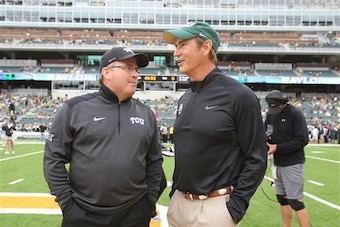 TCU coach Gary Patterson (left) and Baylor coach Art Briles (right)