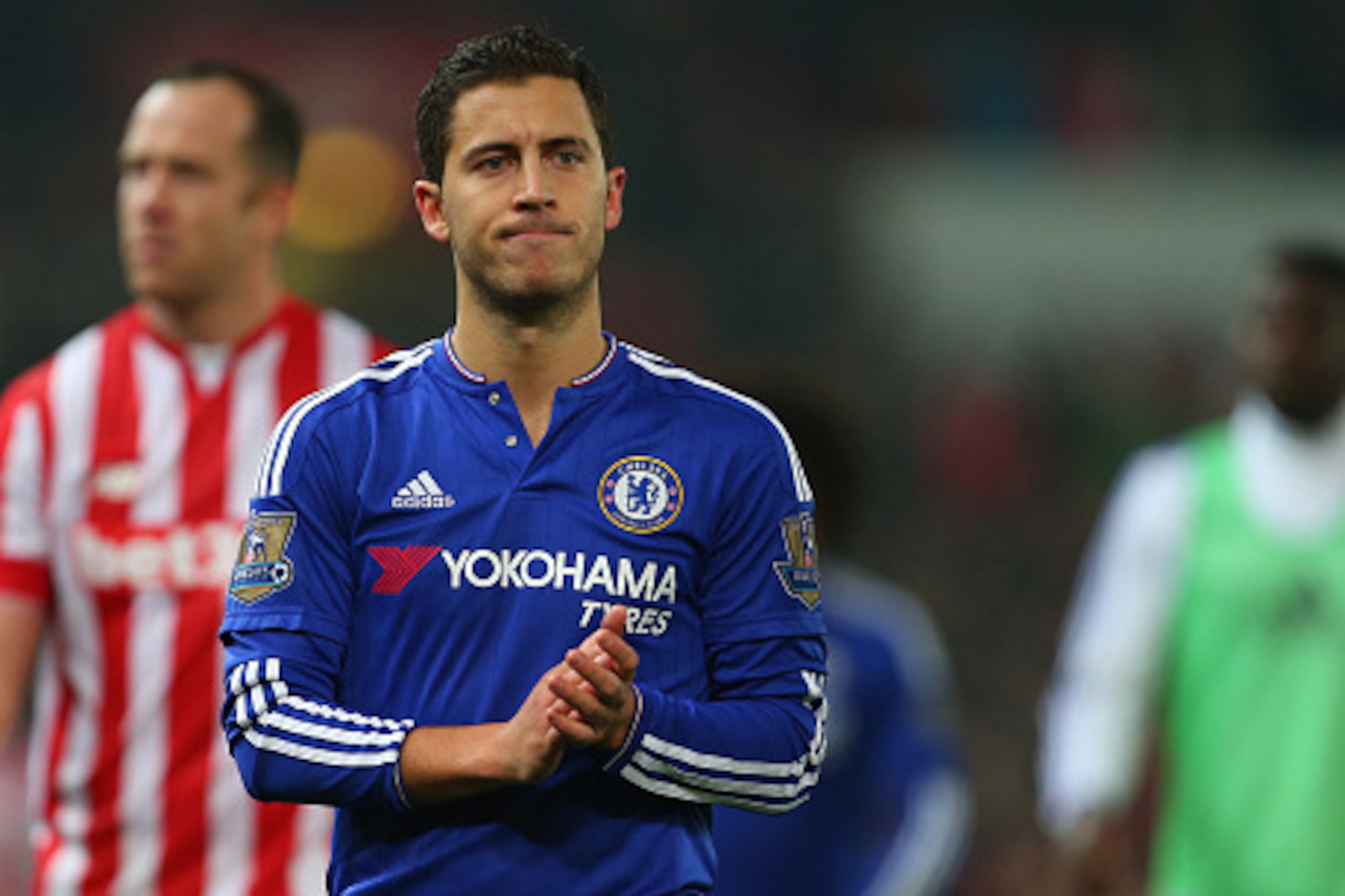 STOKE ON TRENT, ENGLAND - OCTOBER 27:  Eden Hazard of Chelsea after the Capital One Cup Fourth Round match between Stoke City and Chelsea at Britannia Stadium on October 27, 2015 in Stoke on Trent, England.  (Photo by Catherine Ivill - AMA/Getty Images)