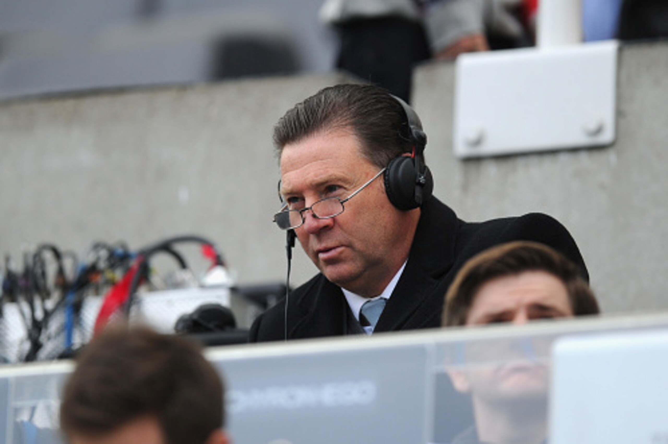 NEWCASTLE UPON TYNE, ENGLAND - NOVEMBER 01: Ex Newcastle player and media pundit Chris Waddle looks on during the Barclays Premier League match between Newcastle United and Liverpool at St James' Park on November 1, 2014 in Newcastle upon Tyne, England.  