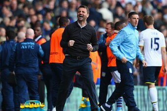 LONDON, ENGLAND - APRIL 11:  Manager Tim Sherwood of Aston Villa celebrates after  the Barclays Premier League match between Tottenham Hotspur and Aston Villa at White Hart Lane on April 11, 2015 in London, England.  (Photo by Matthew Lewis/Getty Images)