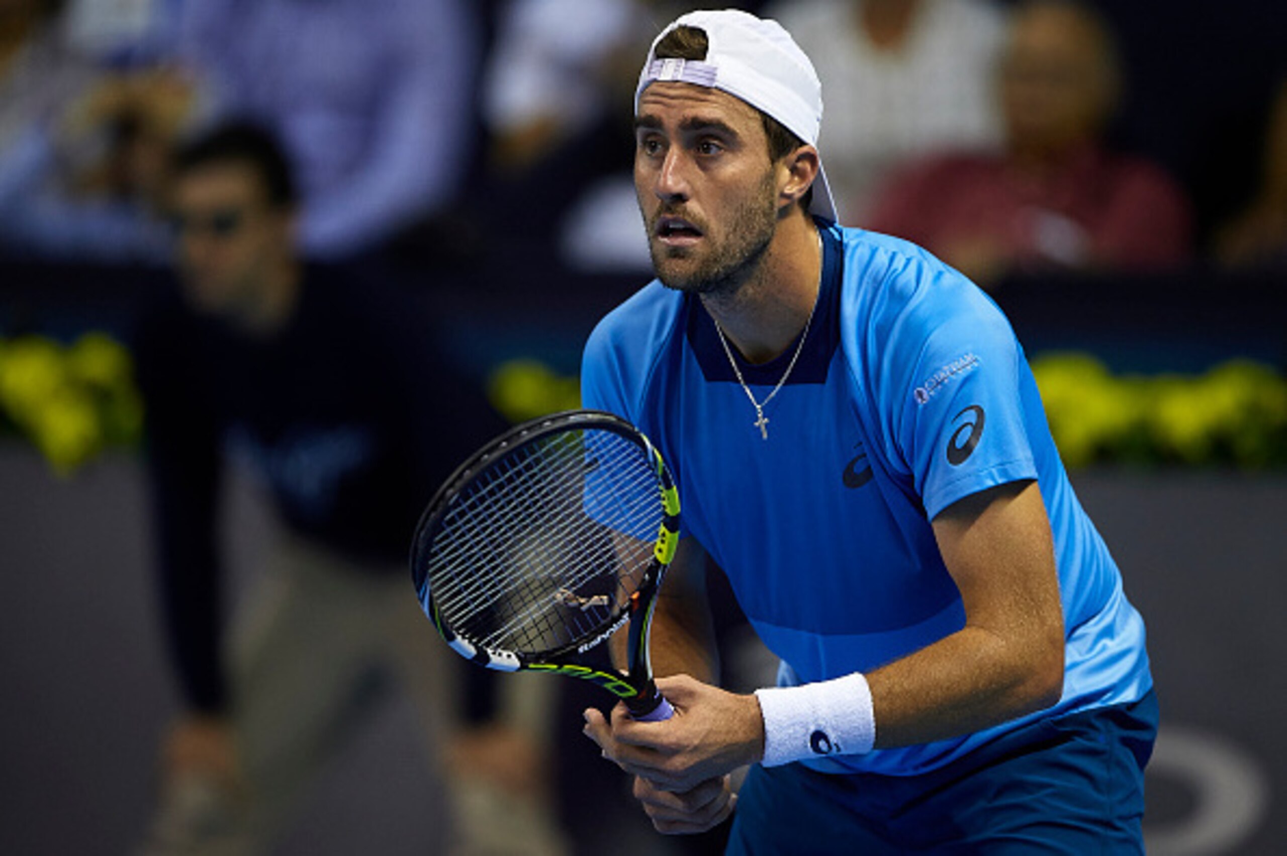 VALENCIA, SPAIN - OCTOBER 30:  Steve Johnson of the United States looks on against Guillermo Garcia-Lopez of Spain  during day five of the ATP World Tour Valencia Open tennis tournament at the Ciudad de las Artes y las Ciencias on October 30, 2015 in Vale