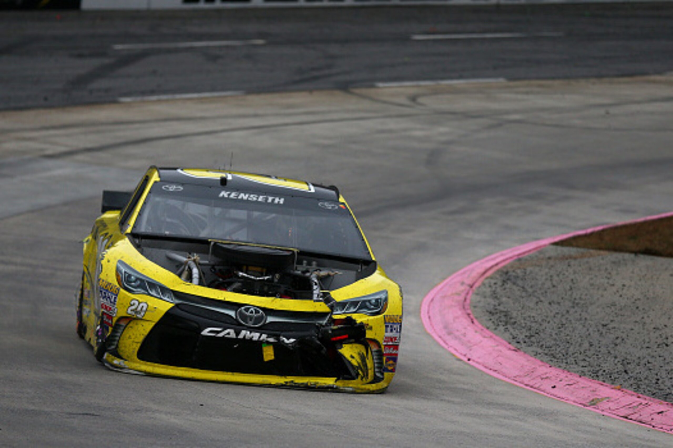 MARTINSVILLE, VA - NOVEMBER 01:  Matt Kenseth drives the #20 Dollar General Toyota after an on-track incident during the NASCAR Sprint Cup Series Goody's Headache Relief Shot 500 at Martinsville Speedway on November 1, 2015 in Martinsville, Virginia.  (Ph