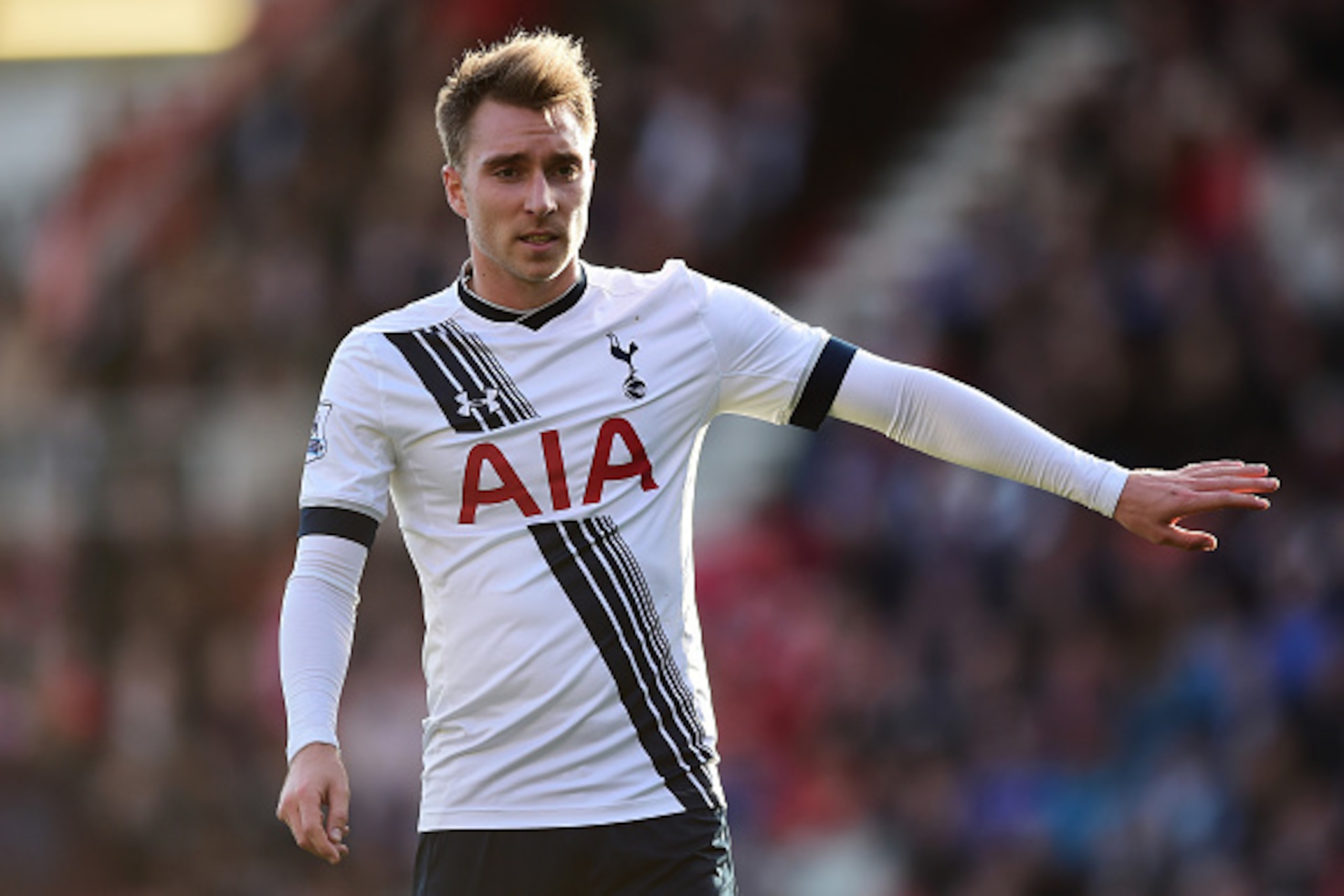 BOURNEMOUTH, ENGLAND - OCTOBER 25:  Christian Eriksen of Tottenham Hotspur gestures during the Barclays Premier League match between A.F.C. Bournemouth and Tottenham Hotspur at Vitality Stadium on October 25, 2015 in Bournemouth, England. (Photo by Alex B