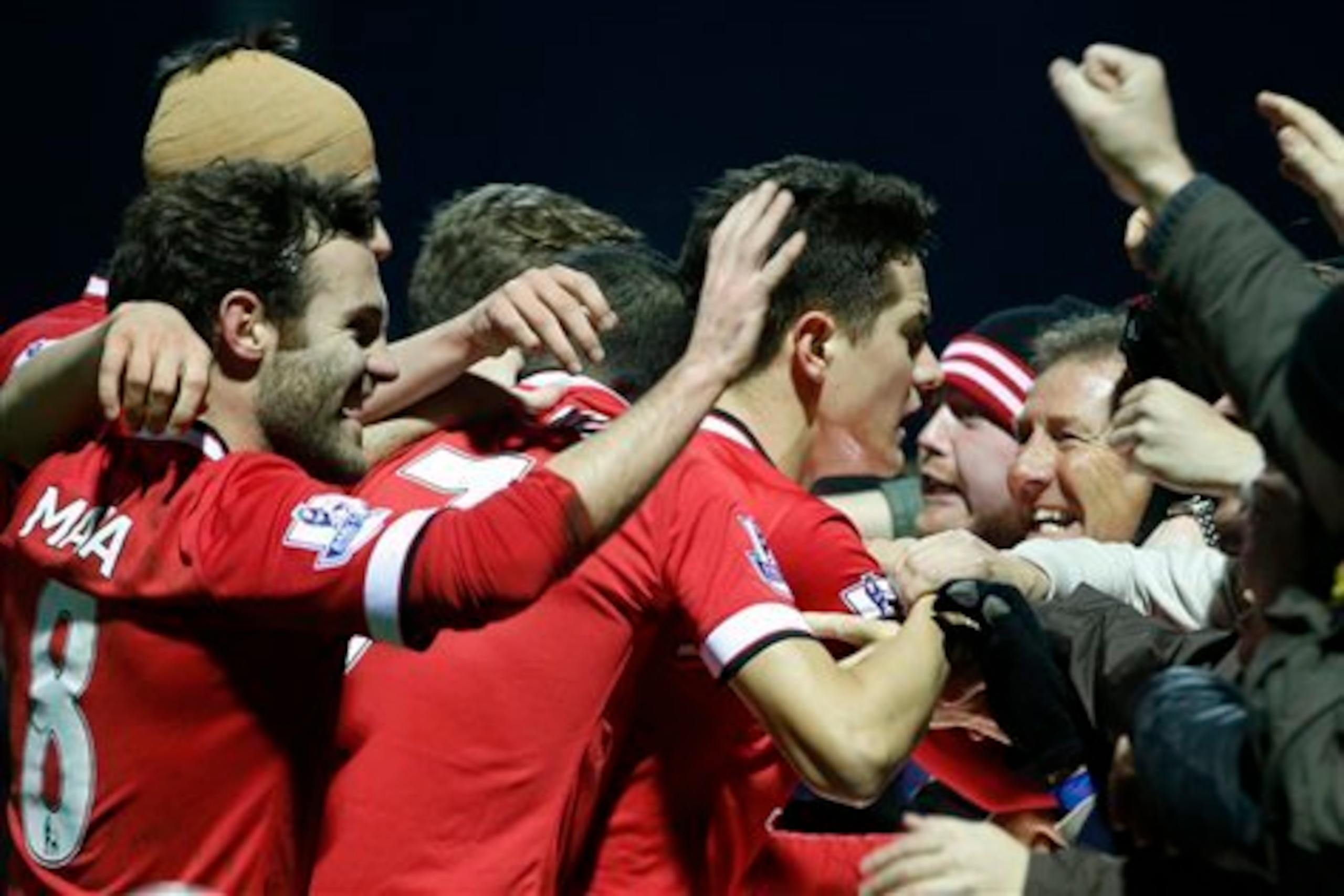 Herrera celebrates with fans against Yeovil Town