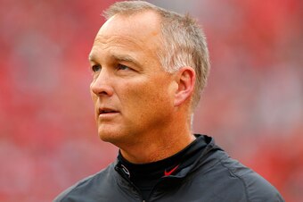 ATHENS, GA - SEPTEMBER 26: Georgia Bulldogs head coach Mark Richt watches on in the third quarter of the game against the Southern University Jaguars on September 26, 2015 at Sanford Stadium in Athens, Georgia. The Georgia Bulldogs won 48-6. (Photo by Tod