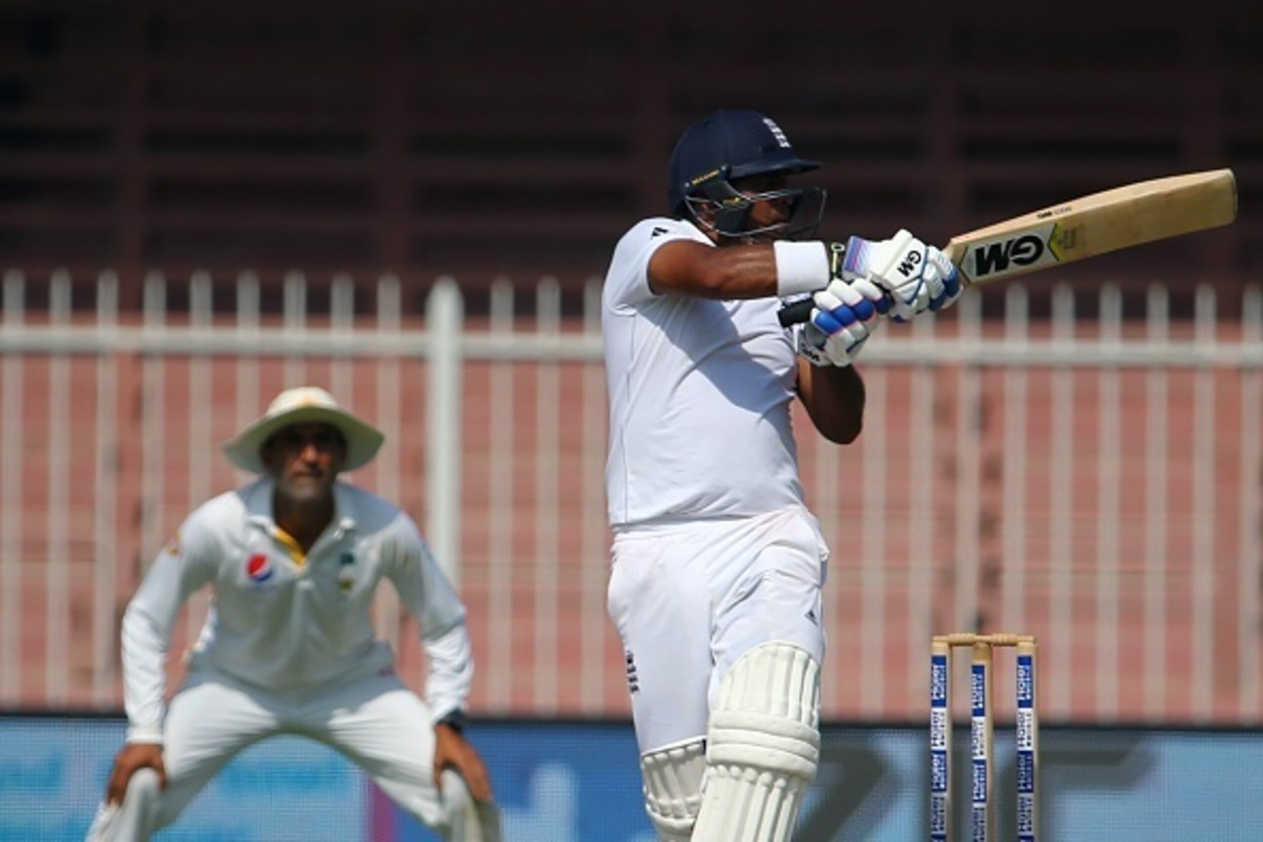 England's Samit Patel plays a shot during the third day of the third Test cricket match between Pakistan and England at the Sharjah Cricket Stadium in the Gulf Emirate of Sharjah on November 3, 2015. AFP PHOTO / MARWAN NAAMANI        (Photo credit should 