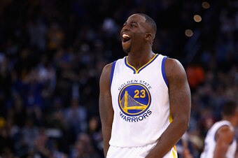 OAKLAND, CA - NOVEMBER 02:  Draymond Green #23 of the Golden State Warriors reactsa after making a shot against the Memphis Grizzlies at ORACLE Arena on November 2, 2015 in Oakland, California. NOTE TO USER: User expressly acknowledges and agrees that, by