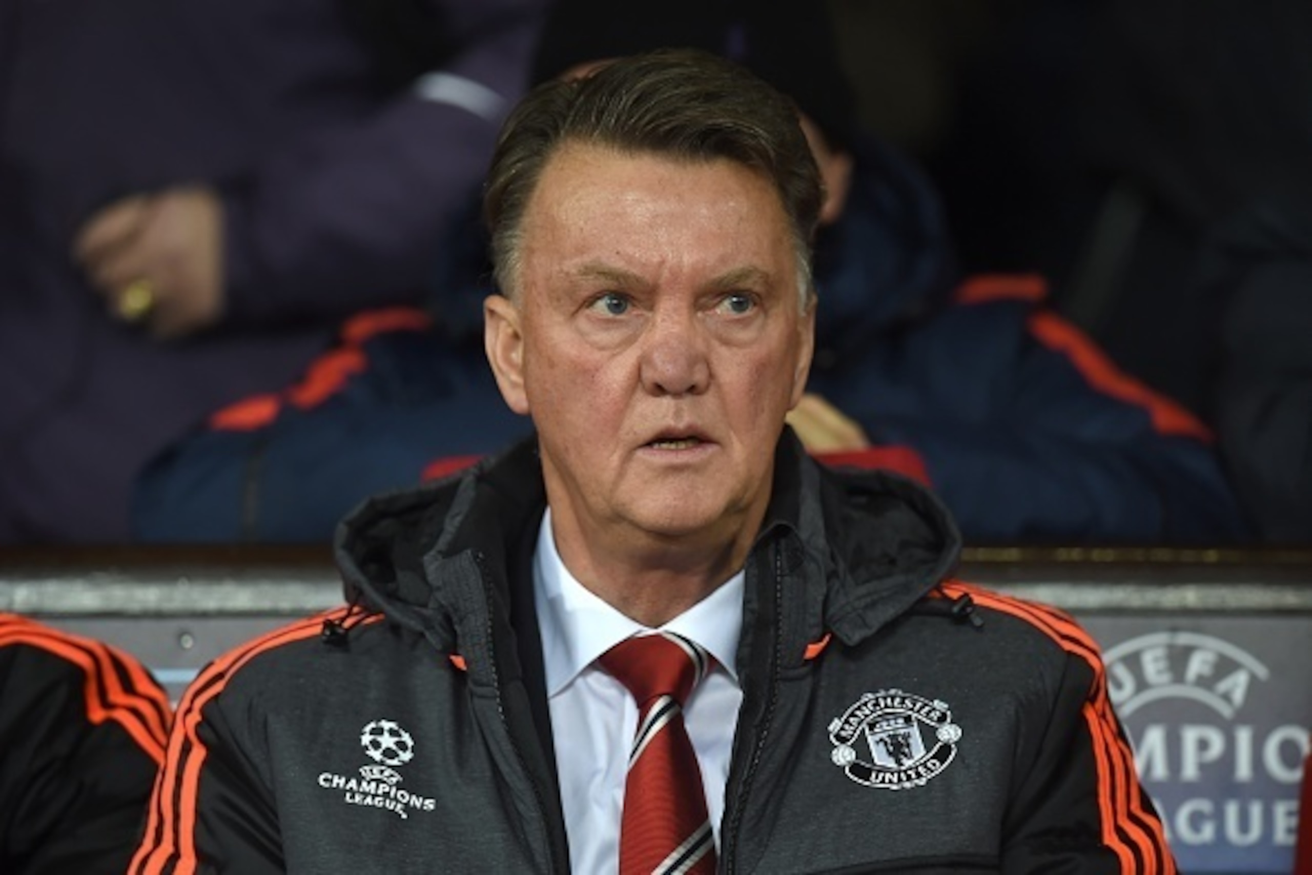 Manchester United's Dutch manager Louis van Gaal looks on during a UEFA Chamions league group stage football match between CSKA Moscow and Manchester United at Old Trafford in Manchester, north west England on November 3, 2015. AFP PHOTO/PAUL ELLIS       