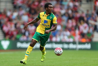 SOUTHAMPTON, ENGLAND - AUGUST 30:  Andre Wisdom of Norwich City during the Barclays Premier League match between Southampton and Norwich City on August 30, 2015 in Southampton, United Kingdom.  (Photo by Catherine Ivill - AMA/Getty Images)