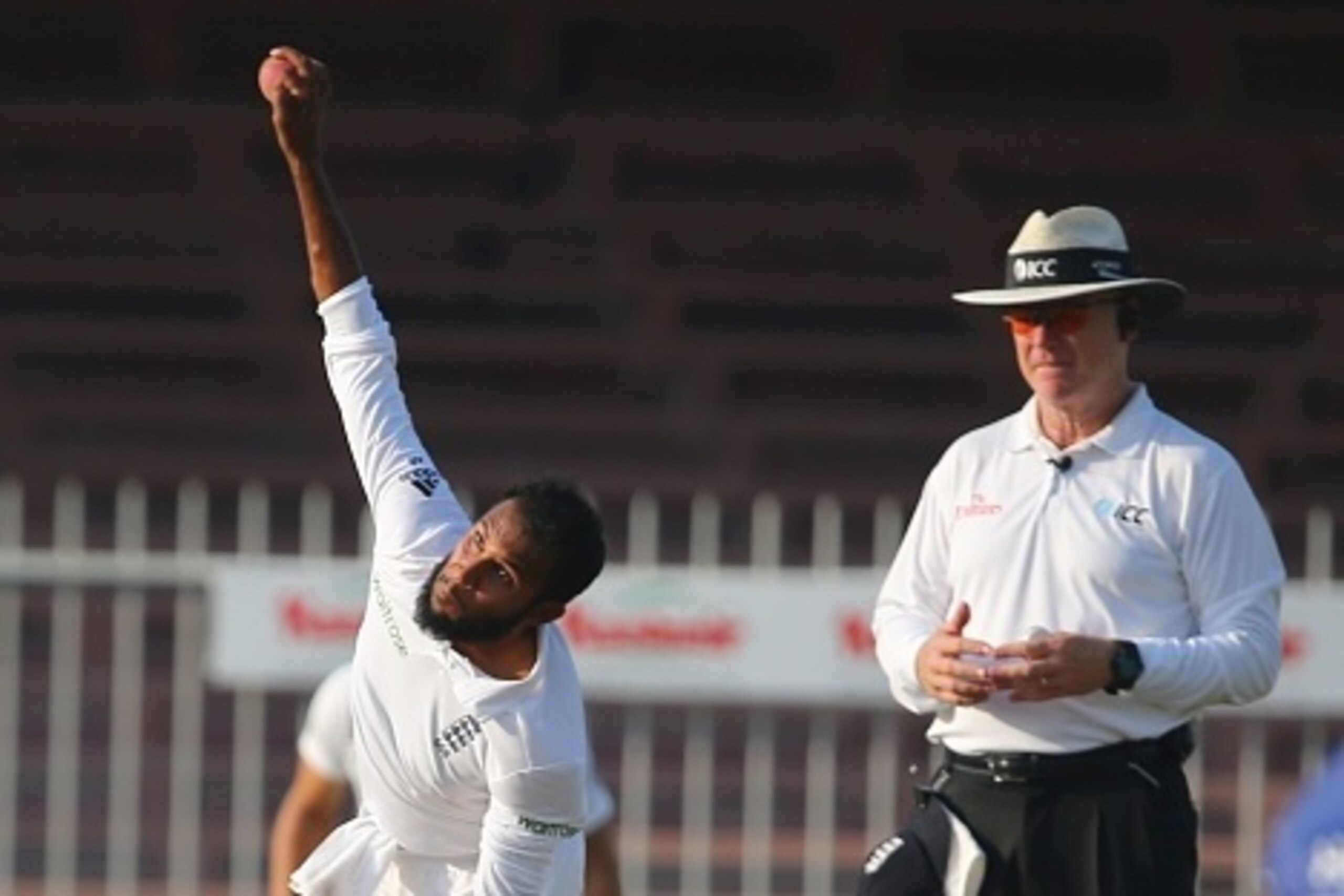 England's Adil Rashid delivers a ball during the third day of the third Test match between Pakistan and England in the Gulf Emirate of Sharjah on November 3, 2015.  AFP PHOTO / MARWAN NAAMANI        (Photo credit should read MARWAN NAAMANI/AFP/Getty Image
