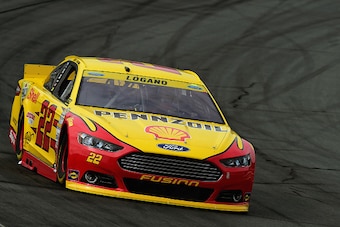LOUDON, NH - SEPTEMBER 25:  Joey Logano, driver of the #22 Shell Pennzoil Ford, practices for the NASCAR Sprint Cup Series Sylvania 300 at New Hampshire Motor Speedway on September 25, 2015 in Loudon, New Hampshire.  (Photo by Jared C. Tilton/Getty Images