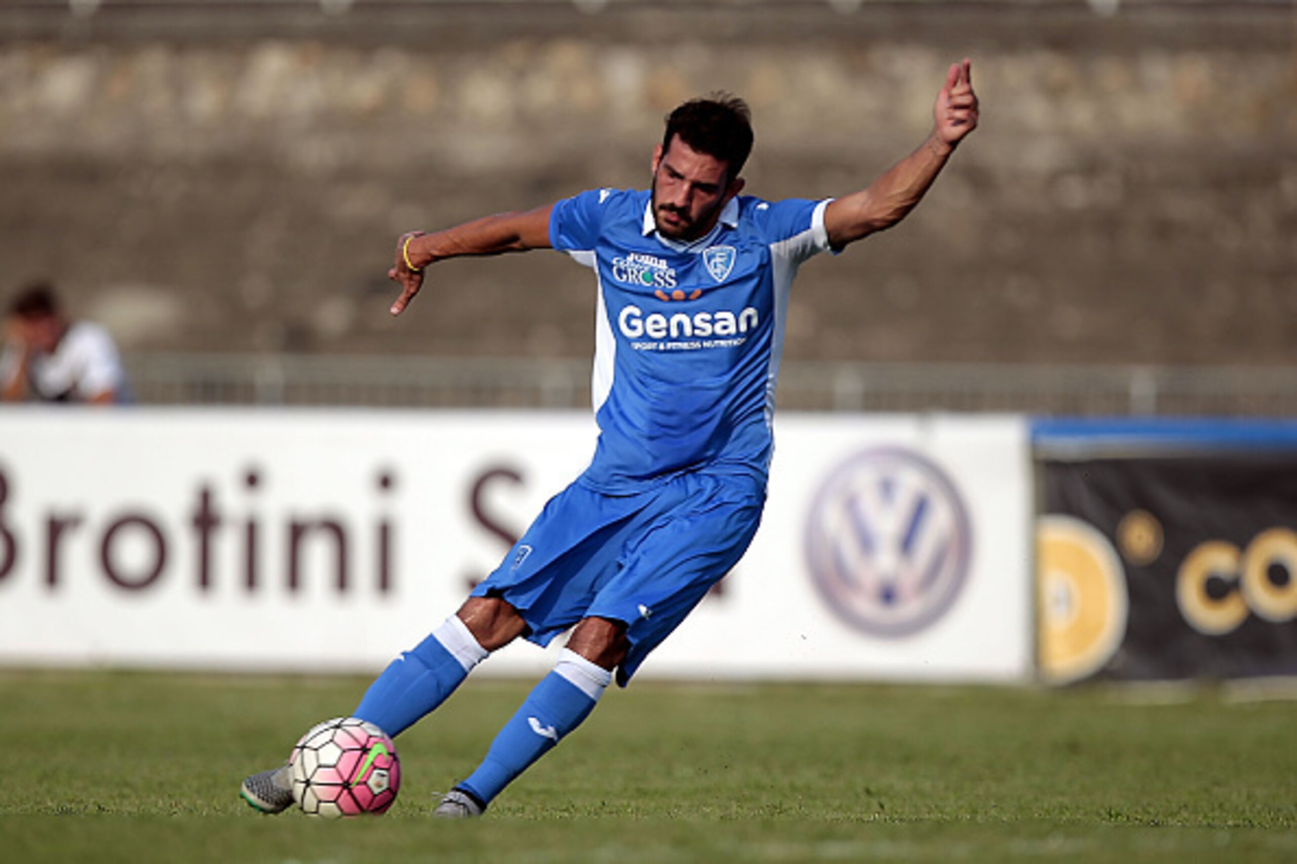 MASSA, ITALY - AUGUST 08: Riccardo Saponara of Empoli FC in action during the pre-season friendly match between Empoli FC and Genoa CFC on August 8, 2015 in Massa, Italy.  (Photo by Gabriele Maltinti/Getty Images)