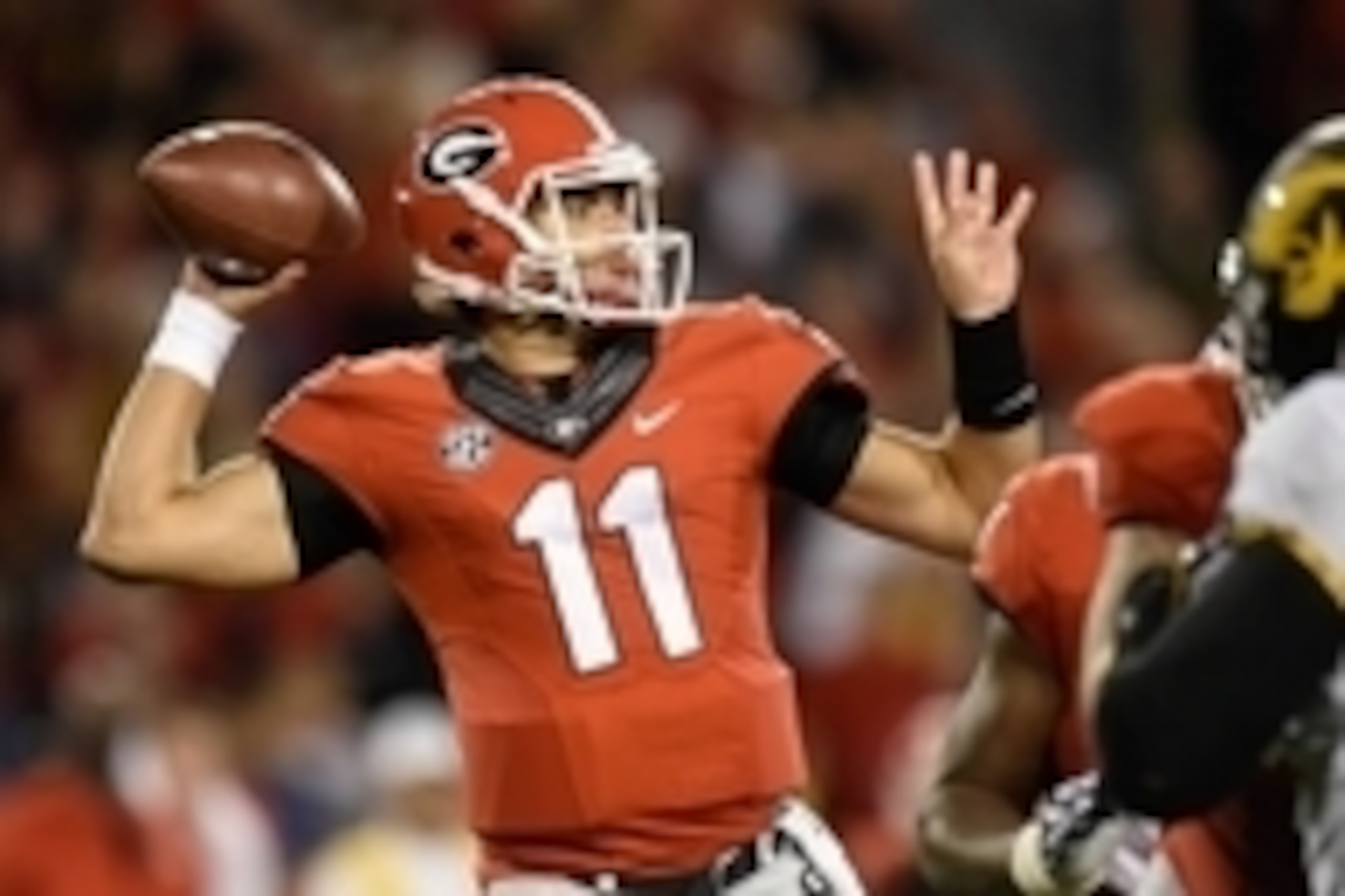 Oct 17, 2015; Athens, GA, USA; Georgia Bulldogs quarterback Greyson Lambert (11) passes against the Missouri Tigers during the second half at Sanford Stadium. Georgia defeated Missouri 9-6. Mandatory Credit: Dale Zanine-USA TODAY Sports