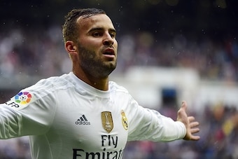 Real Madrid's forward Jese Rodriguez celebrates a goal during the Spanish league football match Real Madrid CF vs Levante UD at the Santiago Bernabeu stadium in Madrid on October 17, 2015. AFP PHOTO/ PIERRE-PHILIPPE MARCOU        (Photo credit should read