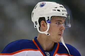 DALLAS, TX - OCTOBER 13:  Connor McDavid #97 of the Edmonton Oilers skates before a game against the Dallas Stars at American Airlines Center on October 13, 2015 in Dallas, Texas.  (Photo by Ronald Martinez/Getty Images)