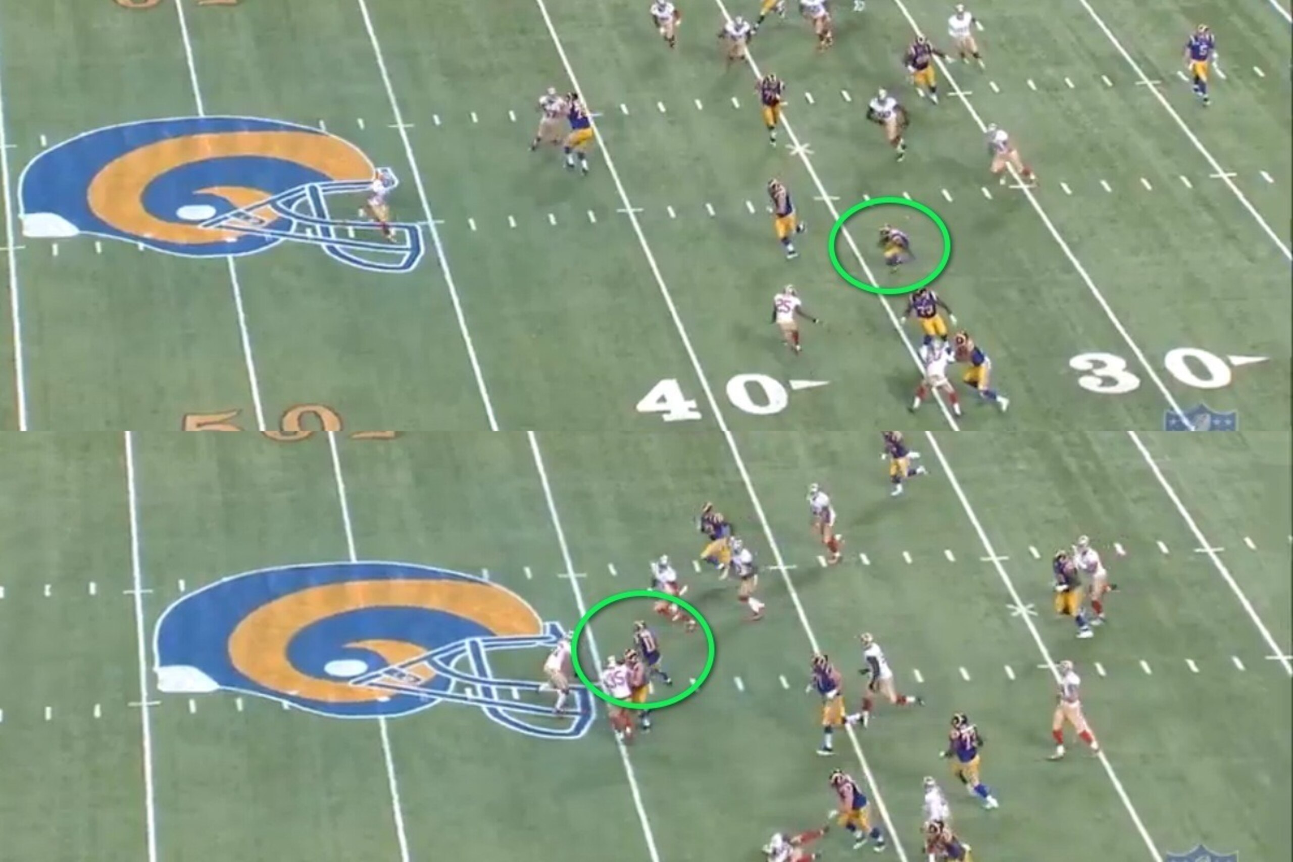 Austin puts a move on multiple defenders, cuts upfield, sees a lane open up with no defenders downfield. Reservations for six.