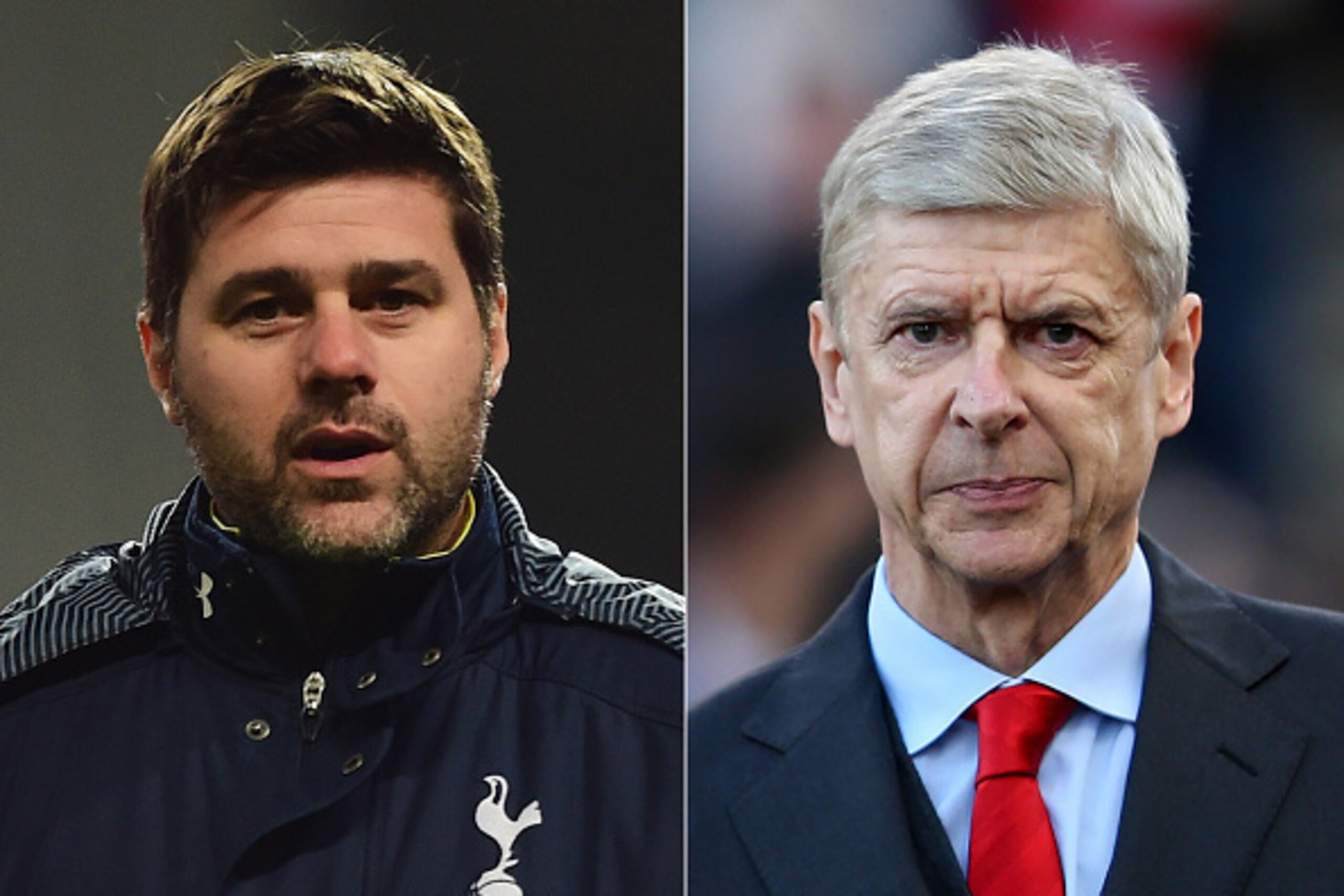 FILE PHOTO (EDITORS NOTE: COMPOSITE OF TWO IMAGES - Image numbers (L) 460244366 and 460050132) In this composite image a comparision has been made between Mauricio Pochettino, manager of Tottenham Hotspur (L) and Arsene Wenger, manager of Arsenal. Tottenh FILE PHOTO (EDITORS NOTE: COMPOSITE OF TWO IMAGES - Image numbers (L) 460244366 and 460050132) In this composite image a comparision has been made between Mauricio Pochettino, manager of Tottenham Hotspur (L) and Arsene Wenger, manager of Arsenal. Tottenh