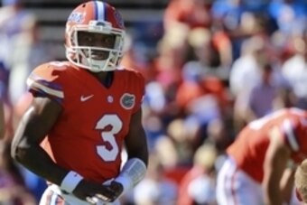 Nov 7, 2015; Gainesville, FL, USA; Florida Gators quarterback Treon Harris (3) looks on as he works out prior to the game against the Vanderbilt Commodores at Ben Hill Griffin Stadium. Mandatory Credit: Kim Klement-USA TODAY Sports
