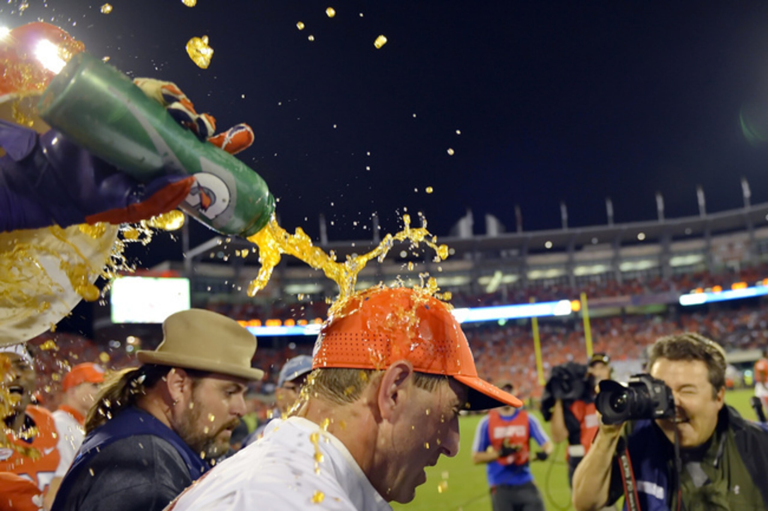 Dabo Swinney and his team celebrated beating Florida State for the first time in four years Saturday. Dabo Swinney and his team celebrated beating Florida State for the first time in four years Saturday.