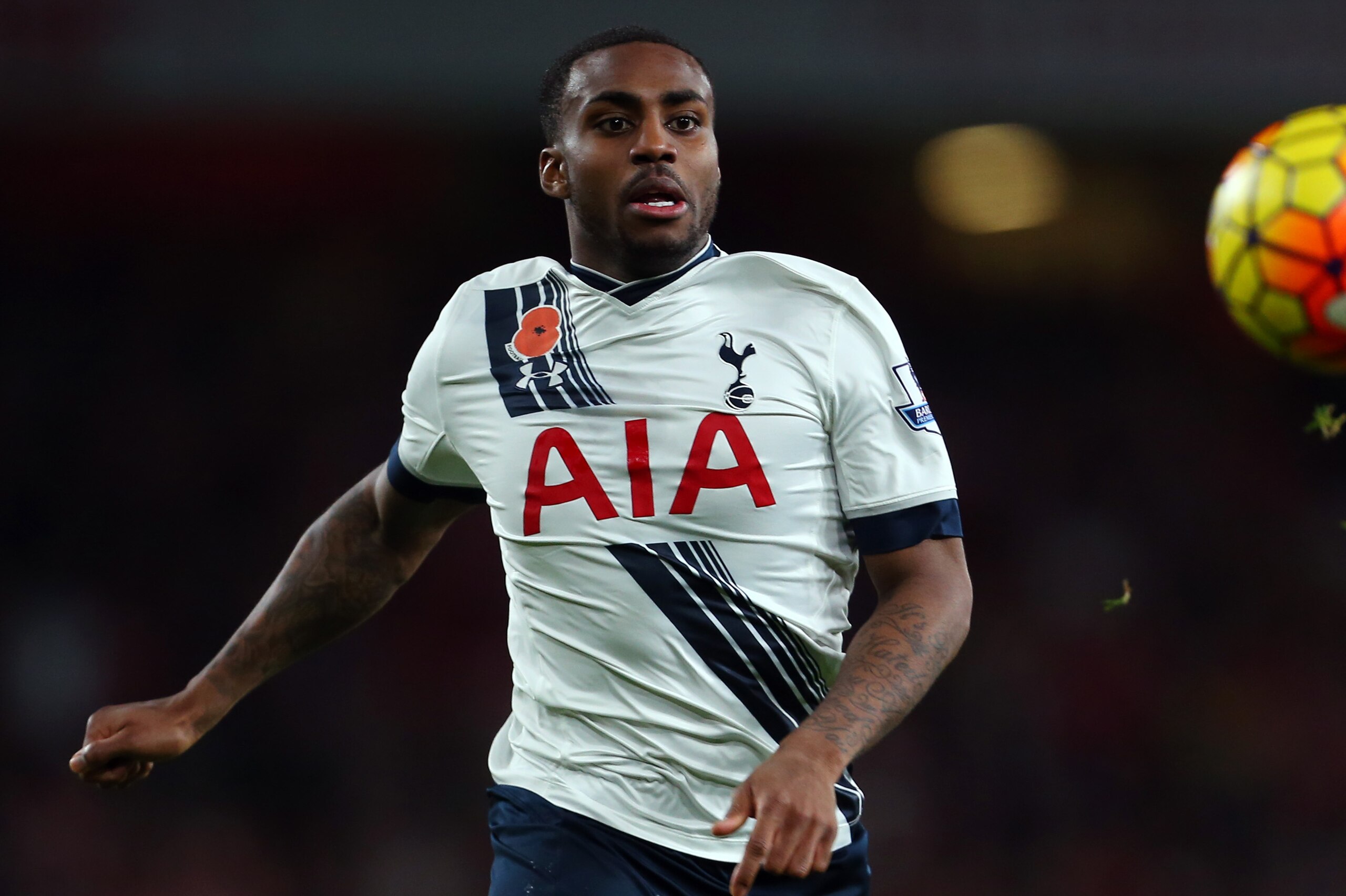 LONDON, ENGLAND - NOVEMBER 08:  Danny Rose of Tottenham Hotspur during the Barclays Premier League match between Arsenal and Tottenham Hotspur at Emirates Stadium on November 8, 2015 in London, England.  (Photo by Catherine Ivill - AMA/Getty Images)