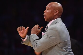 LOS ANGELES, CA - OCTOBER 28:  Head Coach Byron Scott of the Los Angeles Lakers during the game against the Minnesota Timberwolves at Staples Center on October 28, 2015 in Los Angeles, California.  NOTE TO USER: User expressly acknowledges and agrees that