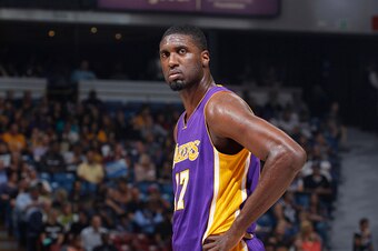 SACRAMENTO, CA - OCTOBER 30: Roy Hibbert #17 of the Los Angeles Lakers looks on during the game against the Sacramento Kings on October 30, 2015 at Sleep Train Arena in Sacramento, California. NOTE TO USER: User expressly acknowledges and agrees that, by 