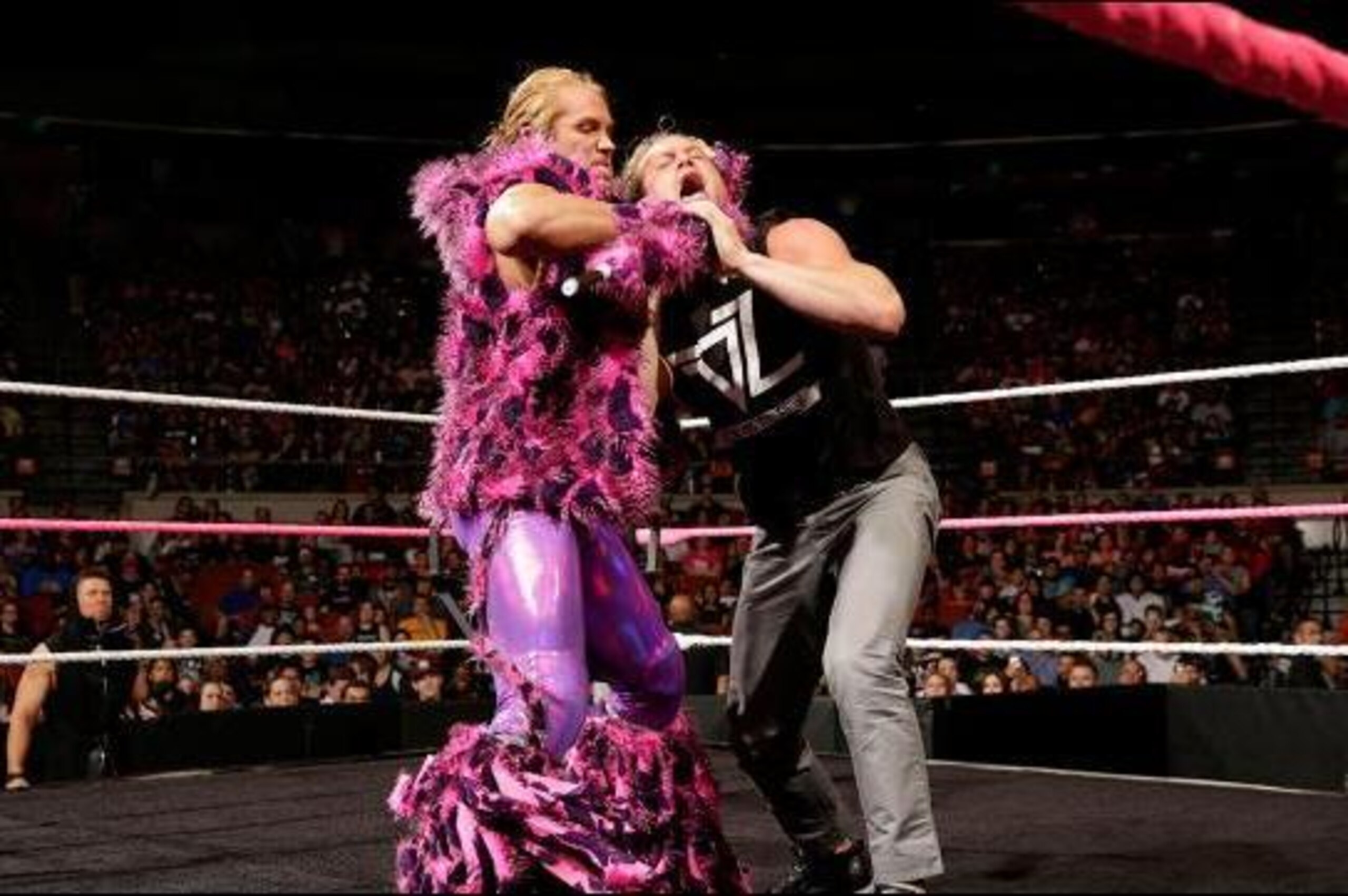 Tyler Breeze attacks Dolph Ziggler.