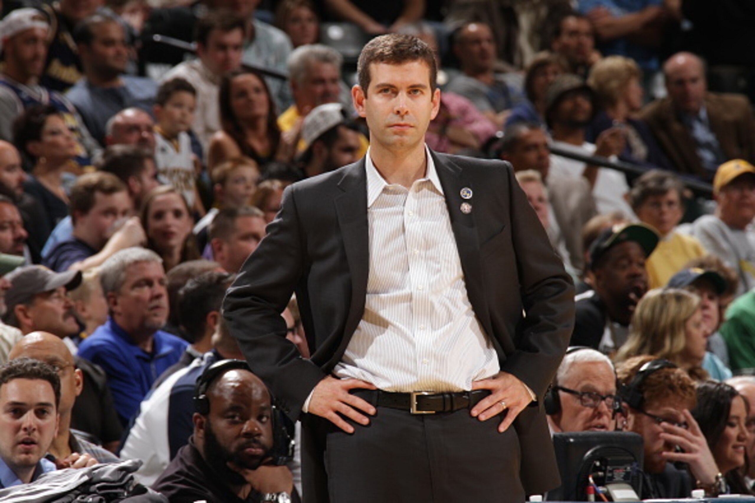 INDIANAPOLIS, IN - NOVEMBER 4: Head coach Brad Stevens of the Boston Celtics, Boston Celtics during the game against the Indiana Pacers on November 4, 2015 at Bankers Life Fieldhouse in Indianapolis, Indiana. NOTE TO USER: User expressly acknowledges and 