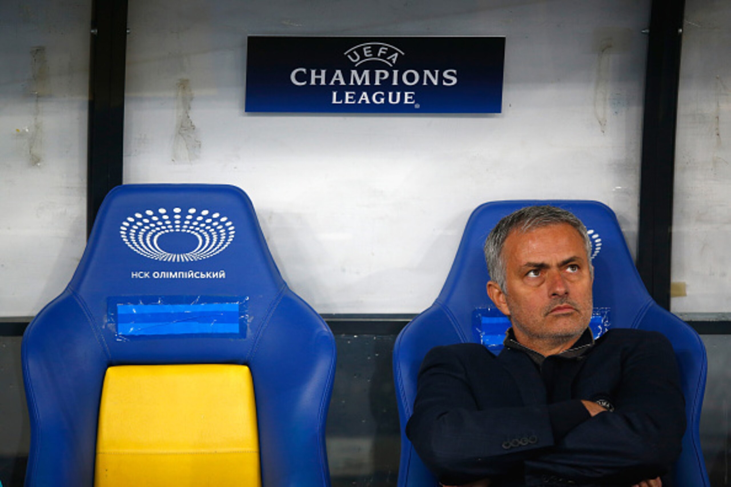 KIEV, UKRAINE - OCTOBER 20:  Jose Mourinho of Chelsea looks on prior to kick off during the UEFA Champions League Group G match between FC Dynamo Kyiv and Chelsea at the Olympic Stadium on October 20, 2015 in Kiev, Ukraine.  (Photo by Clive Rose/Getty Ima