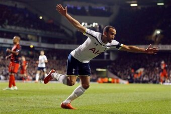 Having run from one end of the pitch to the other, Townsend celebrates one of Spurs' best goals of last season during their 3-2 defeat of the Swans.