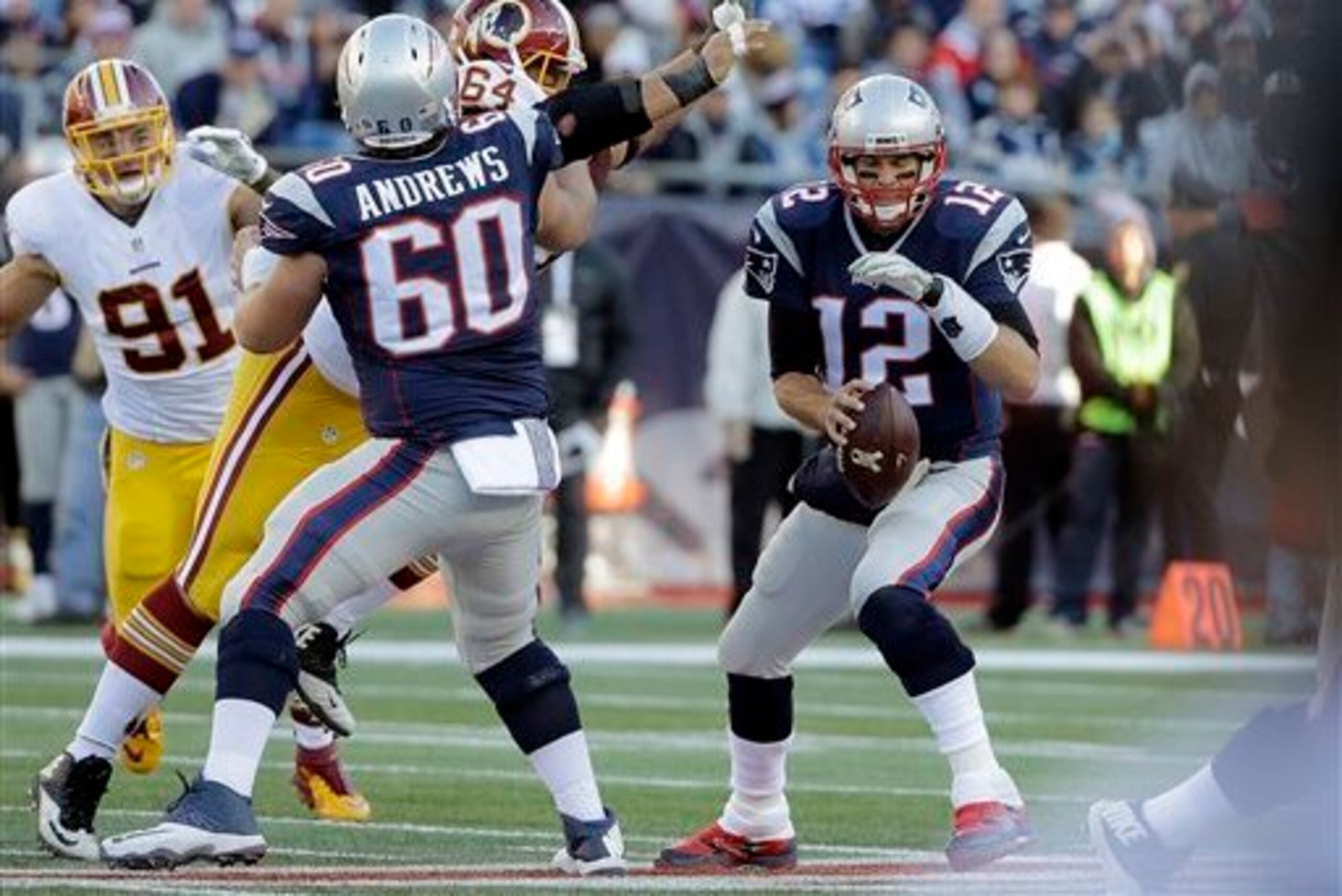 David Andrews (60) is one of several backups who has had to step up in backup duty this season.