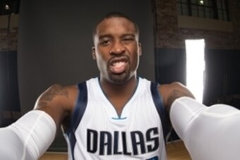Sep 28, 2015; Dallas, TX, USA; Dallas Mavericks guard Wesley Matthews (23) poses for a selfie photo during Media Day at the American Airlines Center. Mandatory Credit: Jerome Miron-USA TODAY Sports