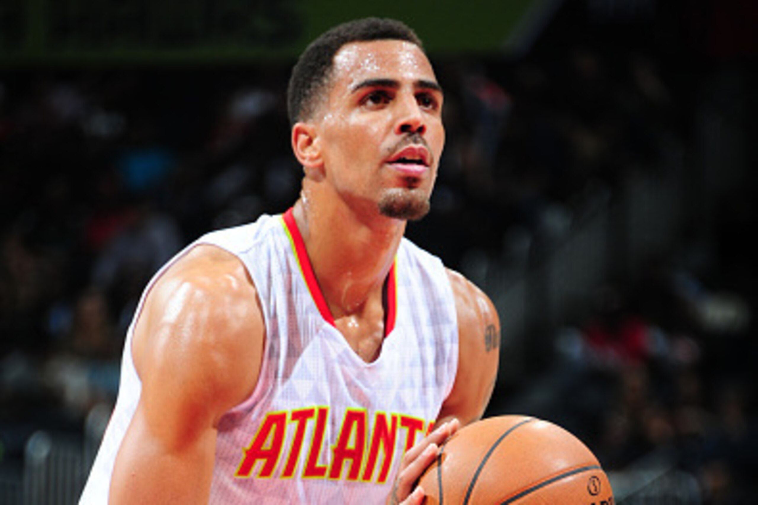 ATLANTA, GA - NOVEMBER 4: Thabo Sefolosha #25 of the Atlanta Hawks shoots against the Brooklyn Nets during the game on November 4, 2015 at Philips Arena in Atlanta, Georgia. NOTE TO USER: User expressly acknowledges and agrees that, by downloading and or 