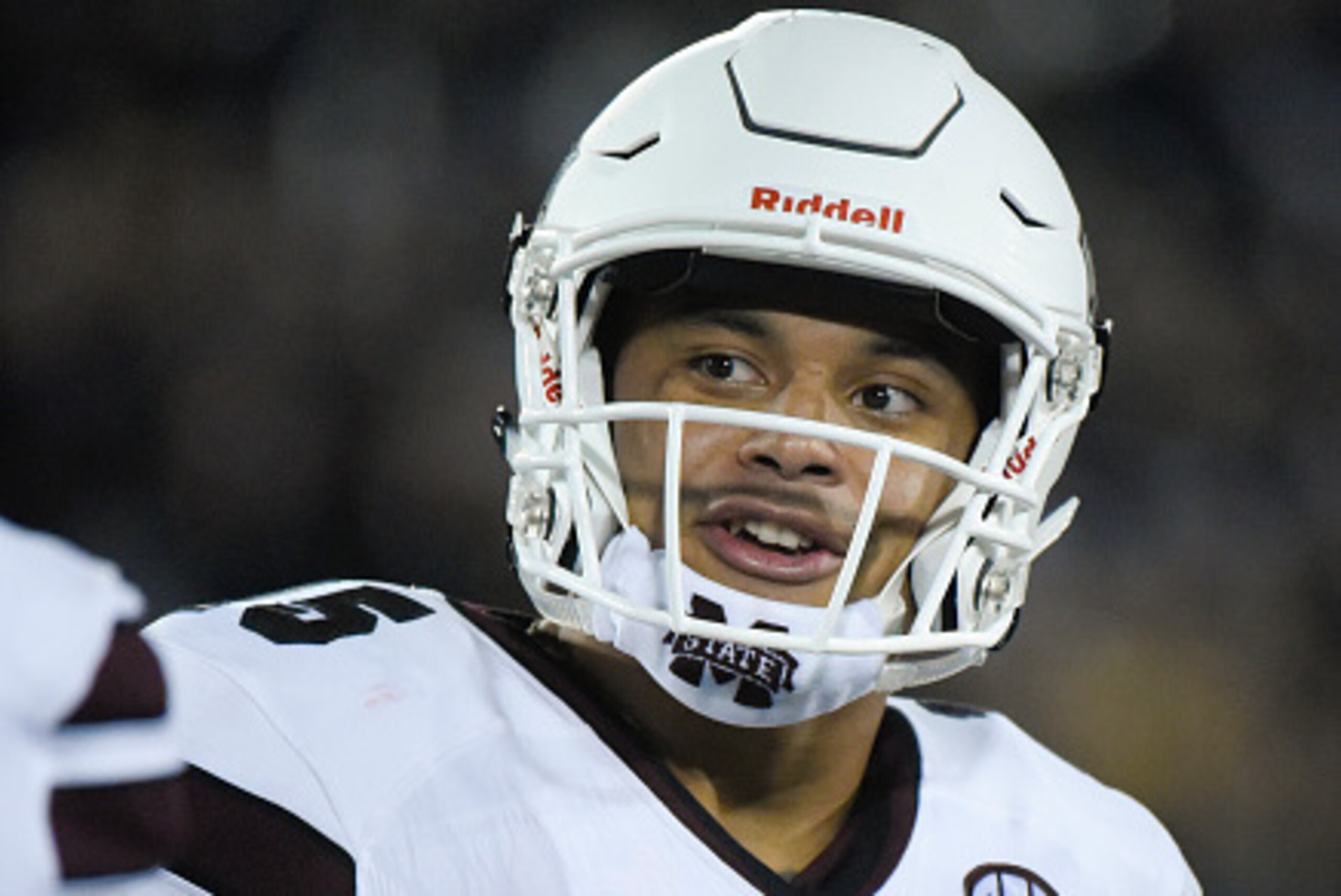 COLUMBIA , MO - NOVEMBER 5:  Quarterback Dak Prescott #15 of the Mississippi State Bulldogs walks to the sideline during a time out against the Missouri Tigers in the third quarter at Memorial Stadium on November 5, 2015 in Columbia, Missouri. (Photo by E