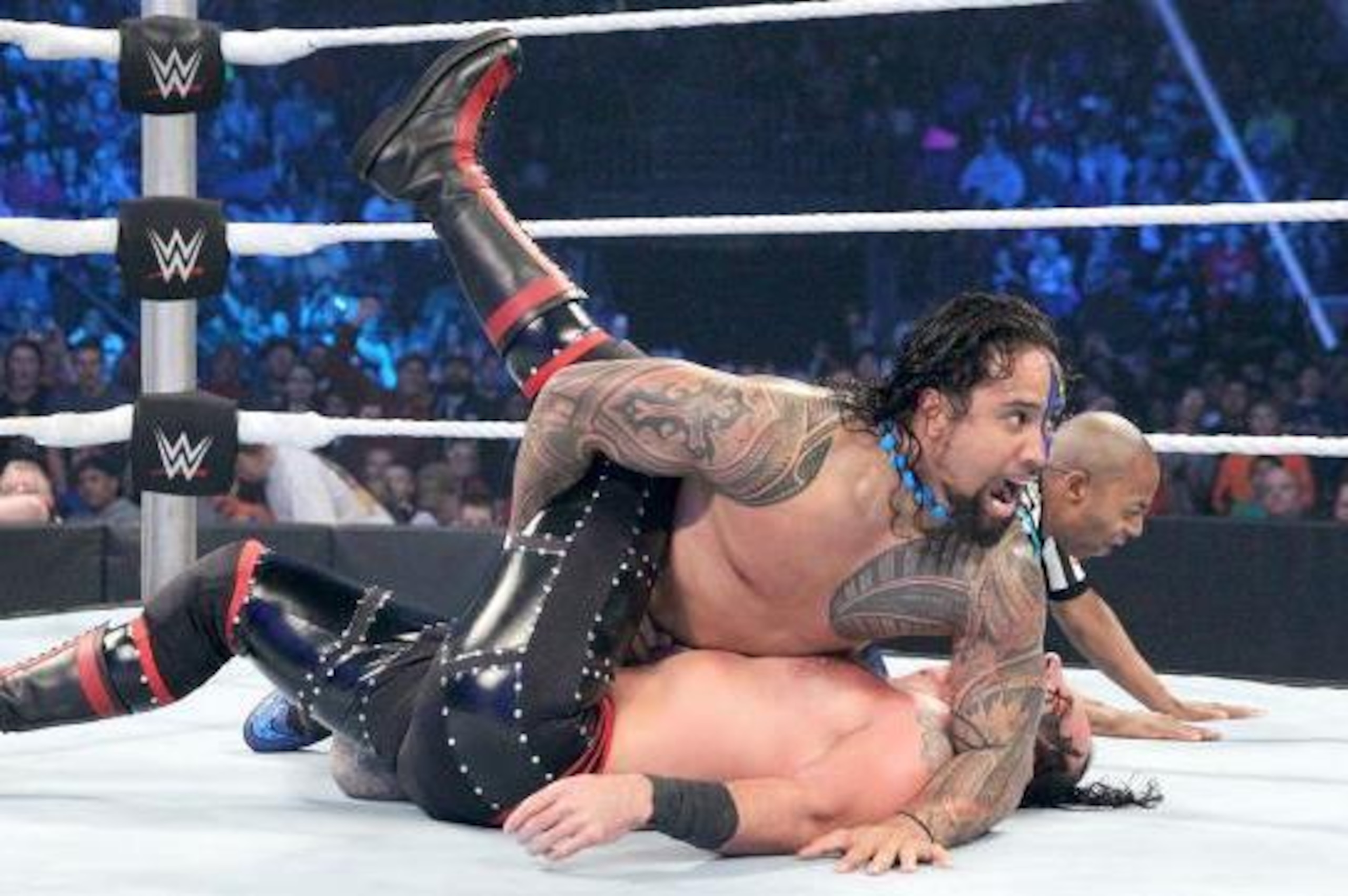 Viktor finds himself in a familiar position, getting pinned as the referee counts to three.