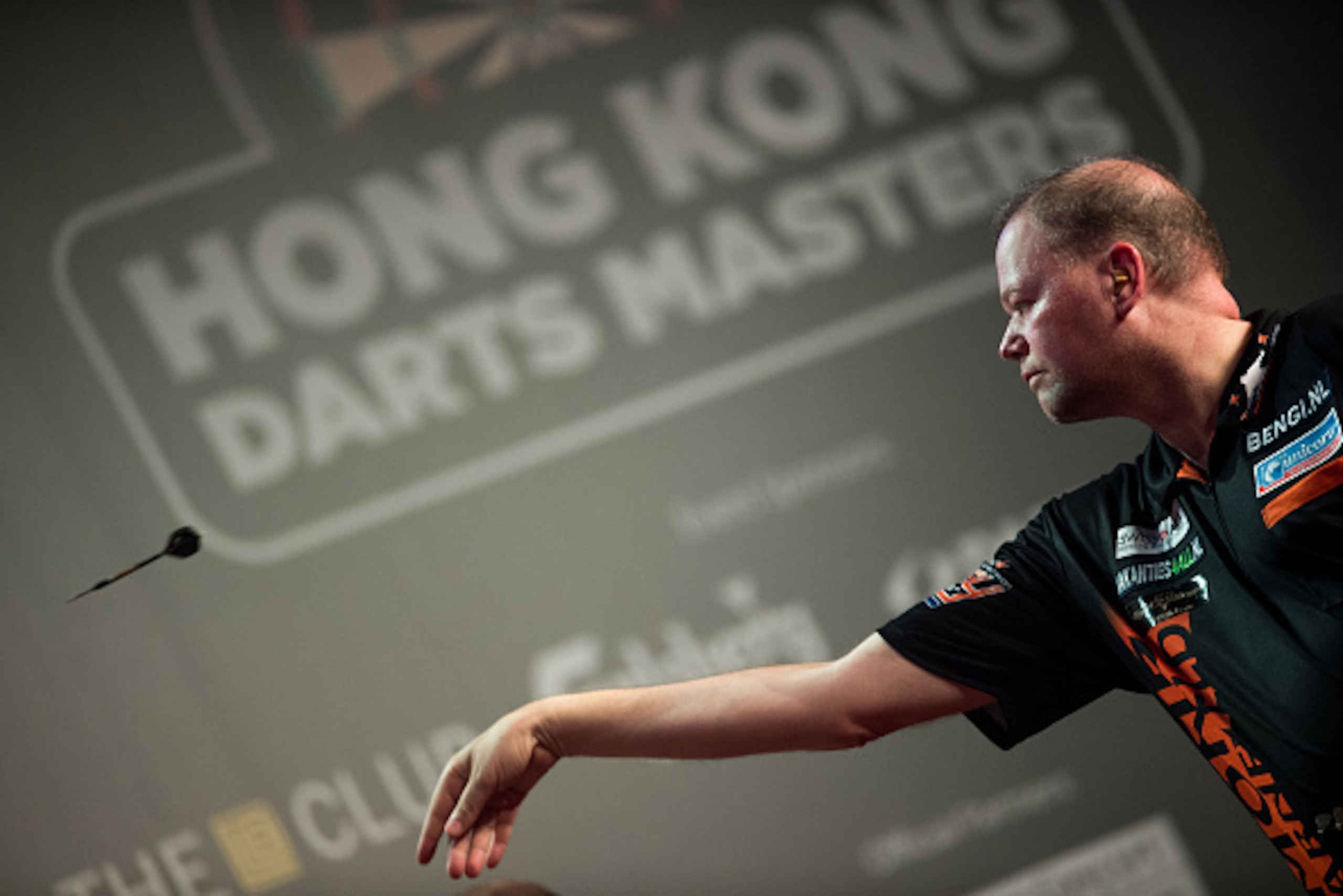 HONG KONG - SEPTEMBER 04:  Raymond Van Barneveld of the Netherlands in action during the Hong Kong Darts 2015 on September 4, 2015 in Hong Kong, Hong Kong.  (Photo by Aitor Alcalde/Power Sport Images/Getty Images)