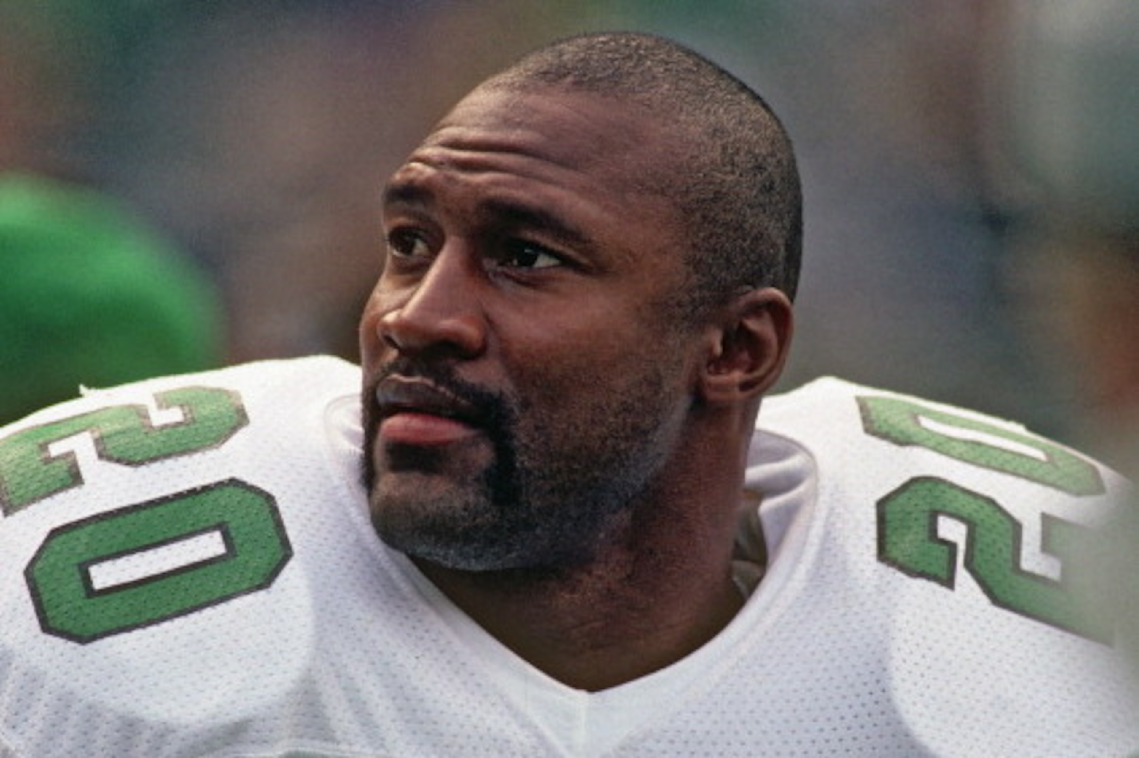 PHILADELPHIA, PA - DECEMBER 10: Defensive back Andre Waters #20 of the Philadelphia Eagles looks on from the sideline during a game against the Dallas Cowboys at Veterans Stadium on December 10, 1989. in Philadelphia, Pennsylvania. The Eagles defeated PHILADELPHIA, PA - DECEMBER 10: Defensive back Andre Waters #20 of the Philadelphia Eagles looks on from the sideline during a game against the Dallas Cowboys at Veterans Stadium on December 10, 1989. in Philadelphia, Pennsylvania. The Eagles defeated