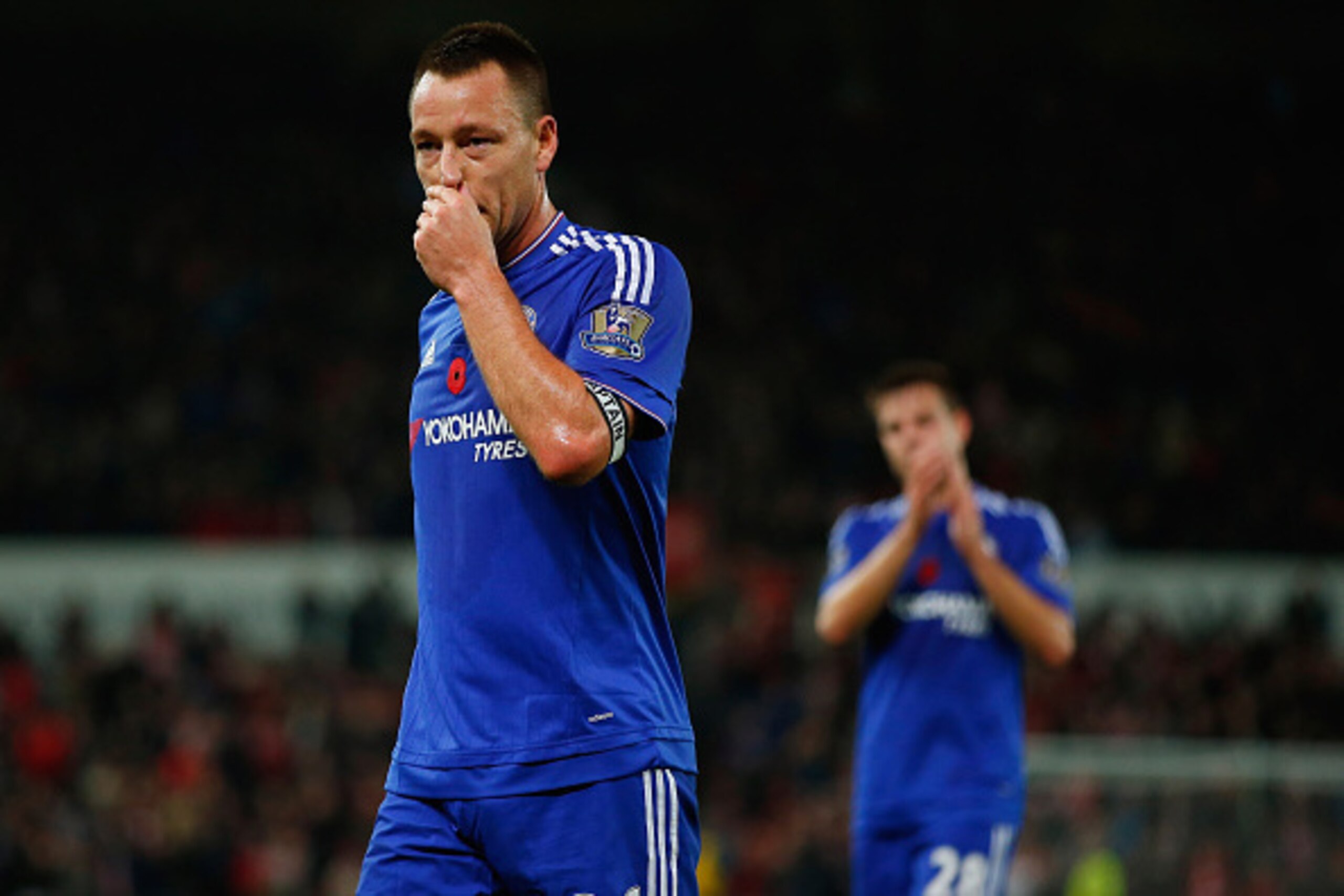 STOKE ON TRENT, ENGLAND - NOVEMBER 07:  John Terry of Chelsea reacts after his team's 0-1 defeat in the Barclays Premier League match between Stoke City and Chelsea at Britannia Stadium on November 7, 2015 in Stoke on Trent, England.  (Photo by Laurence G