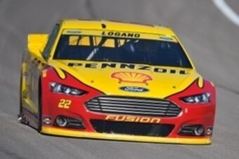 Oct 16, 2015; Kansas City, KS, USA; NASCAR Sprint Cup Series driver Joey Logano (22) during practice of the Hollywood Casino 400 at Kansas Speedway. Mandatory Credit: Jasen Vinlove-USA TODAY Sports