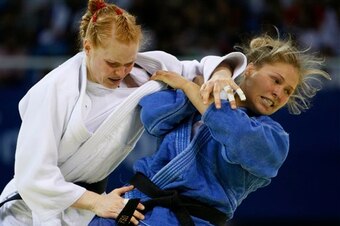 Rousey in judo action.