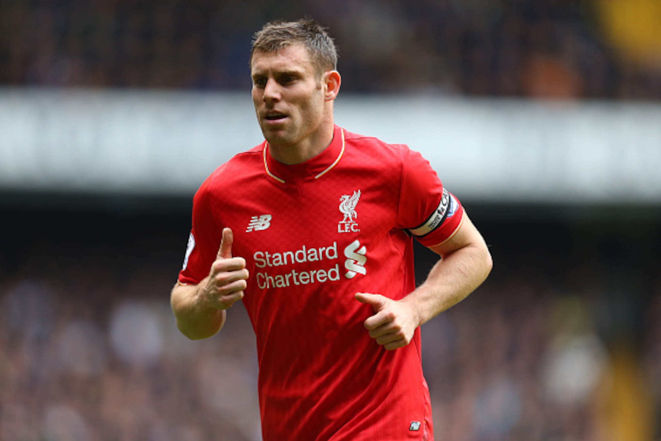 LONDON, ENGLAND - OCTOBER 17: James Milner of Liverpool during the Barclays Premier League match between Tottenham Hotspur and Liverpool at White Hart Lane on October 17, 2015 in London, England. (Photo by Catherine Ivill - AMA/Getty Images) LONDON, ENGLAND - OCTOBER 17: James Milner of Liverpool during the Barclays Premier League match between Tottenham Hotspur and Liverpool at White Hart Lane on October 17, 2015 in London, England. (Photo by Catherine Ivill - AMA/Getty Images)