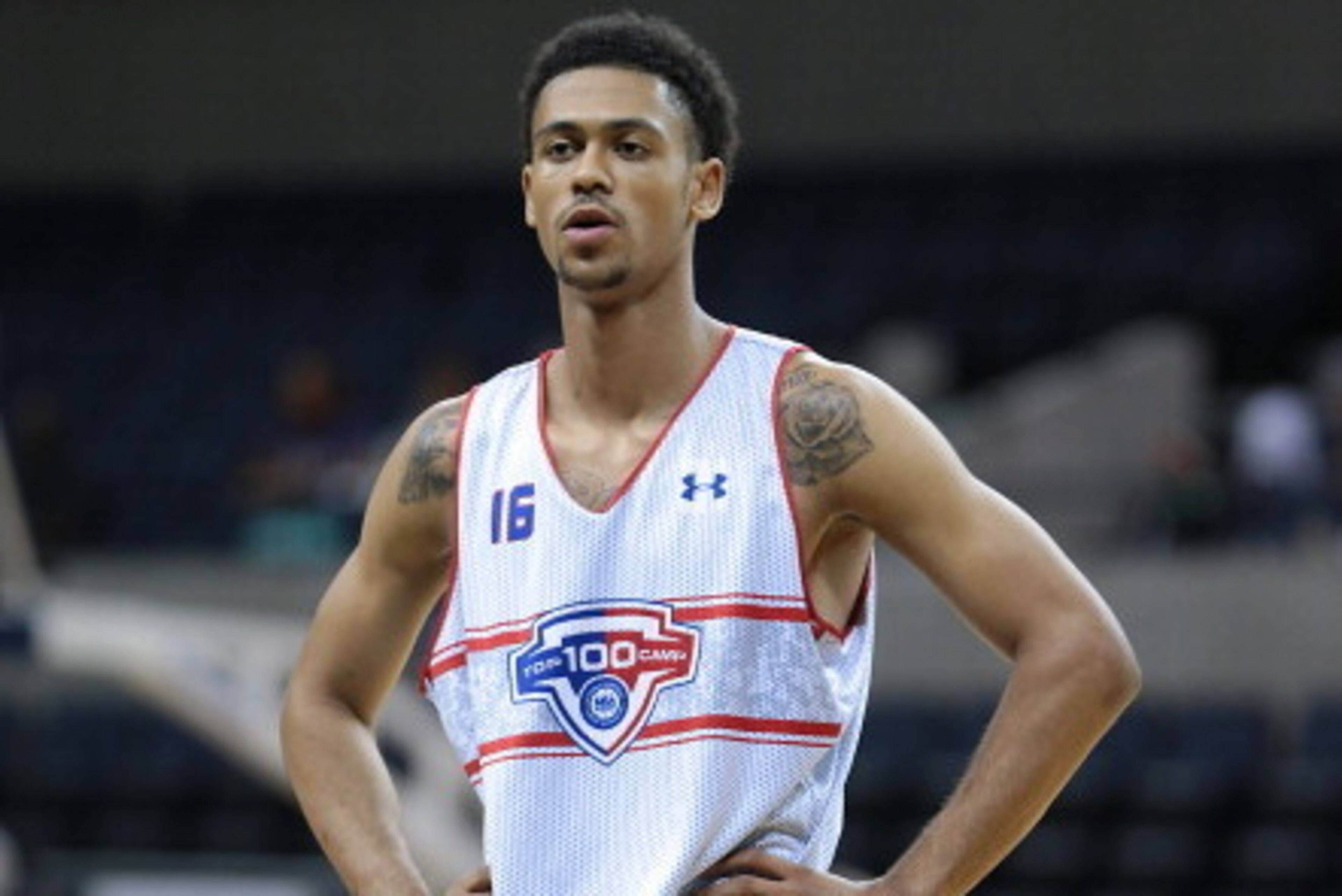 CHARLOTTESVILLE, VA - JUNE 19: Tyler Dorsey #16 waits in the back court during the National Basketball Players Association Top 100 Camp on June 19, 2014 at John Paul Jones Arena in Charlottesville, Virginia. (Photo by Kelly Kline/Getty Images)