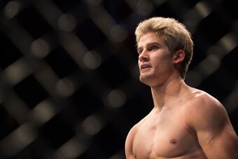 HOUSTON, TX - OCTOBER 3:  Sage Northcutt reacts after defeating Francisco Trevino during UFC 192 at the Toyota Center on October 3, 2015 in Houston, Texas. (Photo by Cooper Neill/Zuffa LLC/Zuffa LLC via Getty Images)