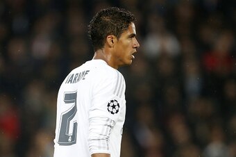 PARIS, FRANCE - OCTOBER 21: Raphael Varane of Real Madrid looks on during the UEFA Champions League match between Paris Saint-Germain (PSG) and Real Madrid at Parc des Princes stadium on October 21, 2015 in Paris, France. (Photo by Jean Catuffe/Getty Imag