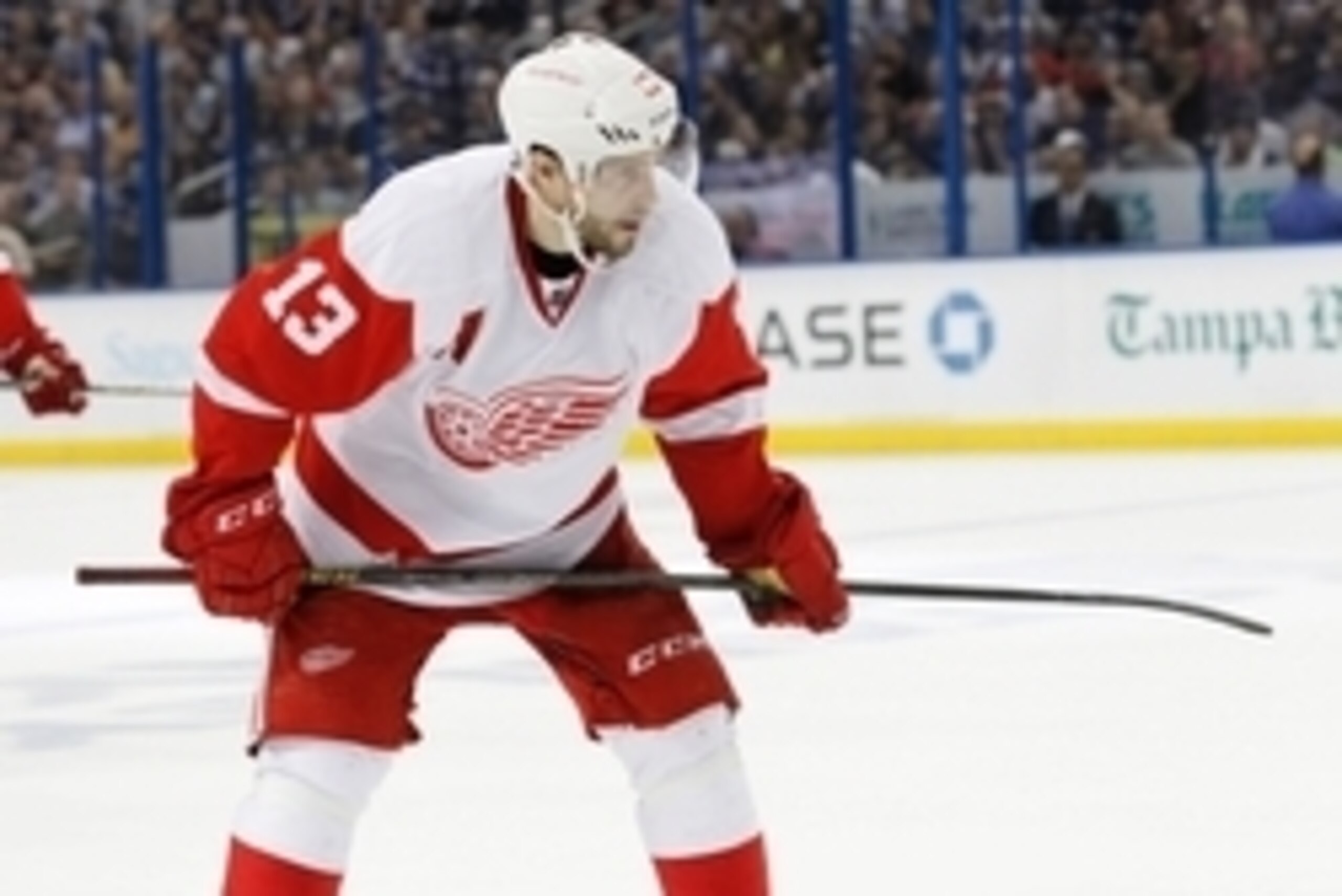 Apr 29, 2015; Tampa, FL, USA; Detroit Red Wings center Pavel Datsyuk (13) against the Tampa Bay Lightning during the third period of the first round of the 2015 Stanley Cup Playoffs at Amalie Arena. Tampa Bay Lightning defeated the Detroit Red Wings 2-0. Apr 29, 2015; Tampa, FL, USA; Detroit Red Wings center Pavel Datsyuk (13) against the Tampa Bay Lightning during the third period of the first round of the 2015 Stanley Cup Playoffs at Amalie Arena. Tampa Bay Lightning defeated the Detroit Red Wings 2-0.