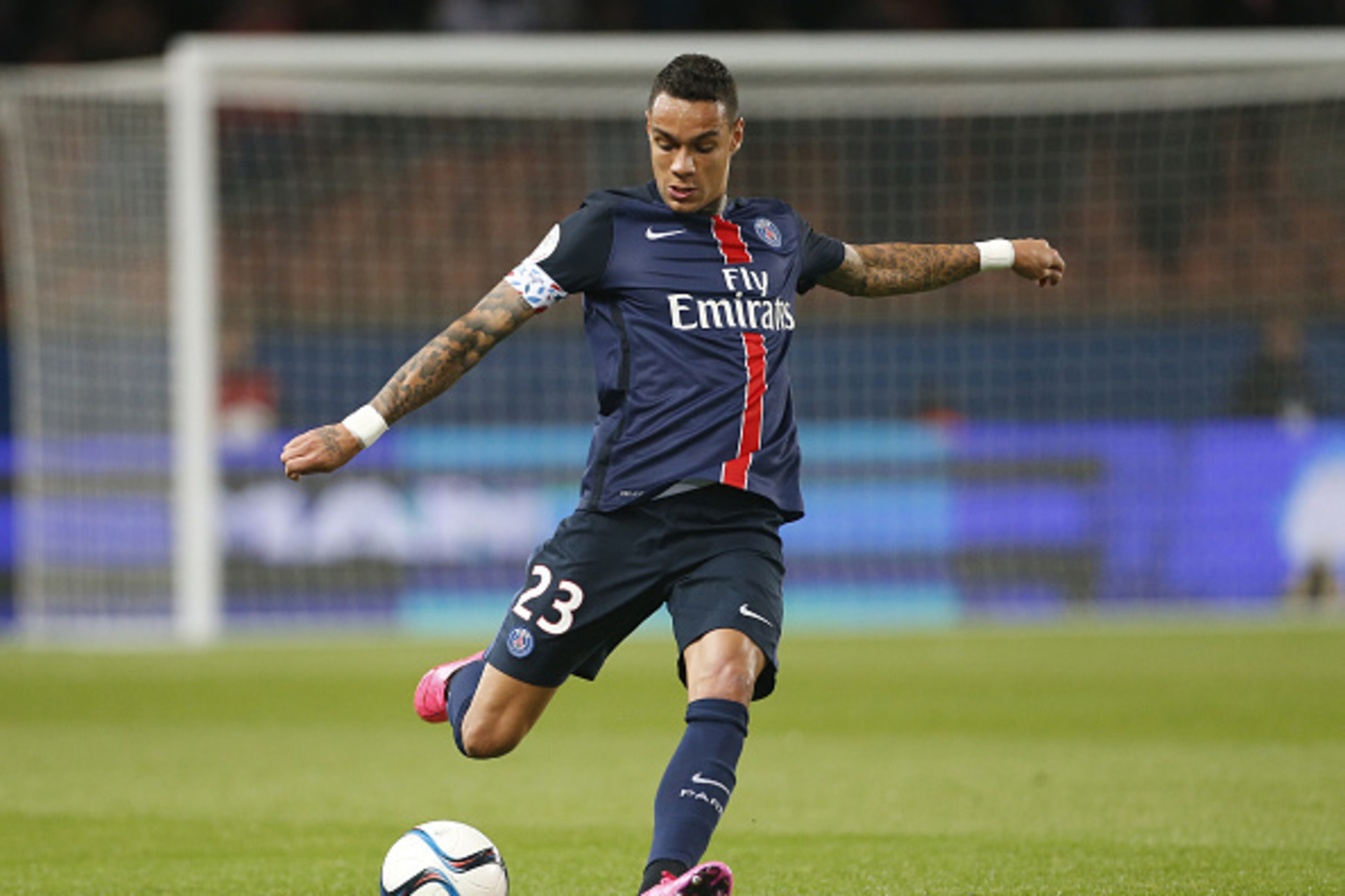 PARIS, FRANCE - SEPTEMBER 22: Gregory Van Der Wiel of PSG in action during the French Ligue 1 match between Paris Saint-Germain FC (PSG) and EA Guingamp at Parc des Princes stadium on September 22, 2015 in Paris, France. (Photo by Jean Catuffe/Getty Image PARIS, FRANCE - SEPTEMBER 22: Gregory Van Der Wiel of PSG in action during the French Ligue 1 match between Paris Saint-Germain FC (PSG) and EA Guingamp at Parc des Princes stadium on September 22, 2015 in Paris, France. (Photo by Jean Catuffe/Getty Image