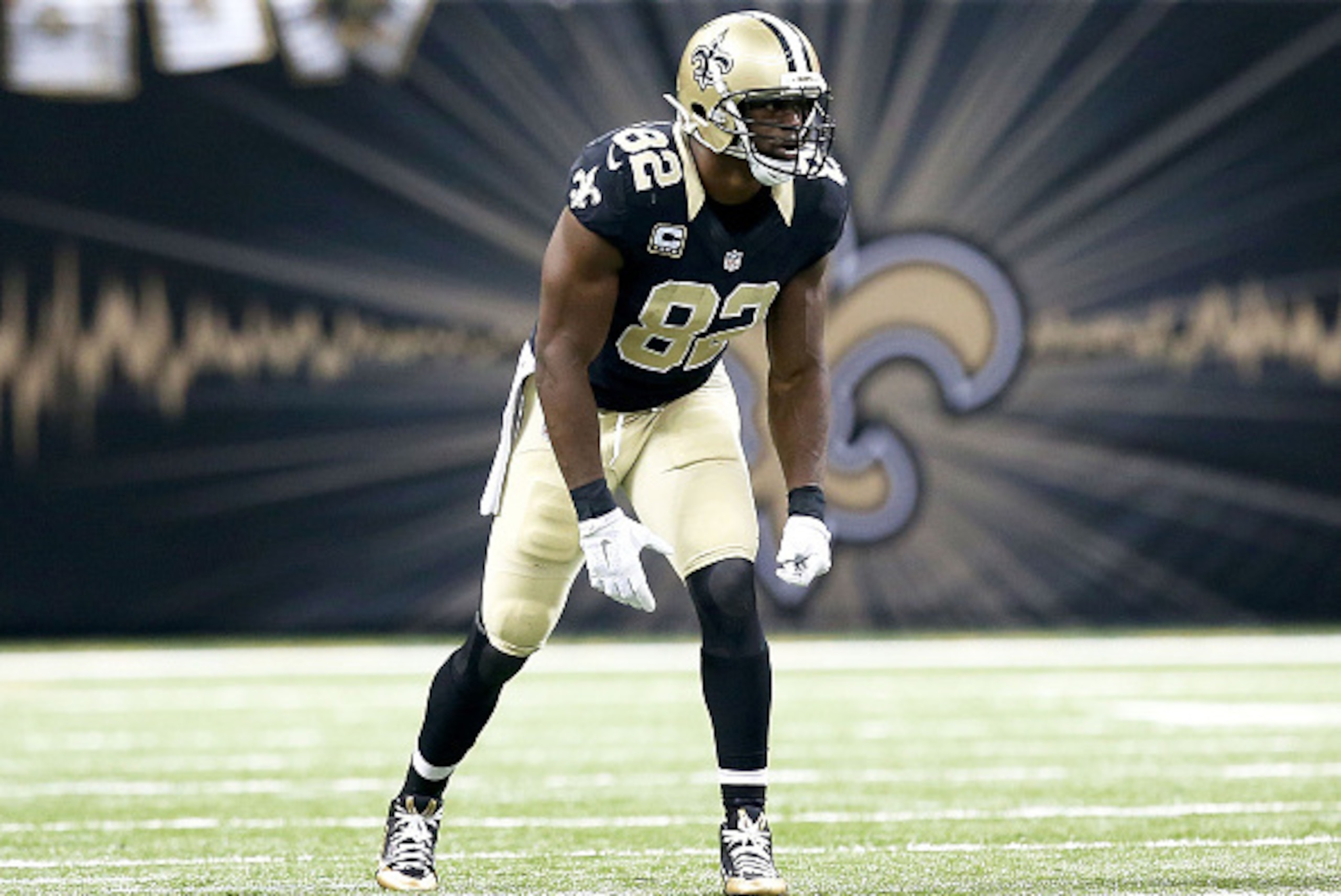 NEW ORLEANS, LA - NOVEMBER 01: Benjamin Watson #82 of the New Orleans Saints lines up against the New York Giants during their game at the Mercedes-Benz Superdome on November 1, 2015 in New Orleans, Louisiana. (Photo by Sean Gardner/Getty Images) NEW ORLEANS, LA - NOVEMBER 01: Benjamin Watson #82 of the New Orleans Saints lines up against the New York Giants during their game at the Mercedes-Benz Superdome on November 1, 2015 in New Orleans, Louisiana. (Photo by Sean Gardner/Getty Images)