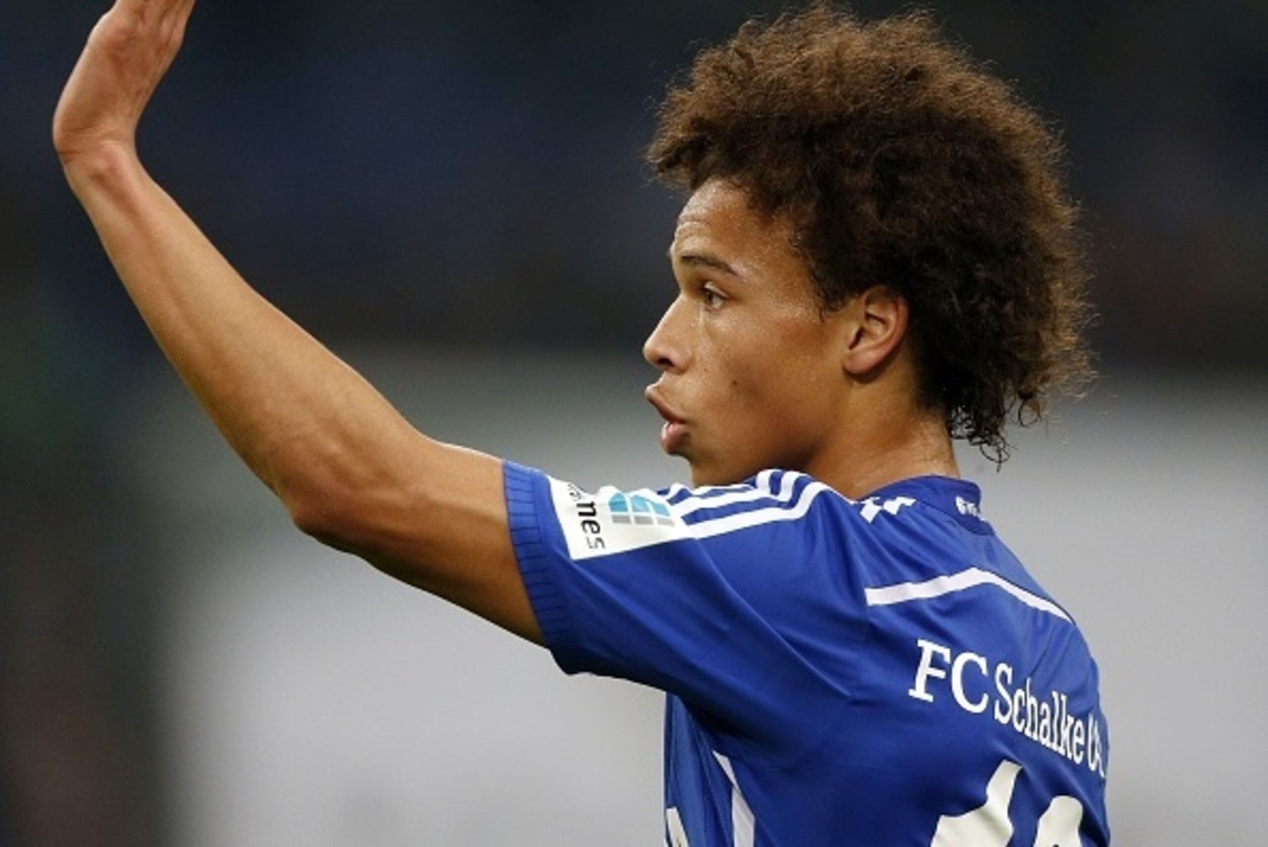Schalke's midfielder Leroy Sane waves during the German first division Bundesliga football match FC Schalke 04 vs FC Ingolstadt 04 in Gelsenkirchen, western Germany, on October 31, 2015. AFP PHOTO / NORBERT SCHMIDT
RESTRICTIONS: DURING MATCH TIME: DFL Schalke's midfielder Leroy Sane waves during the German first division Bundesliga football match FC Schalke 04 vs FC Ingolstadt 04 in Gelsenkirchen, western Germany, on October 31, 2015. AFP PHOTO / NORBERT SCHMIDT
RESTRICTIONS: DURING MATCH TIME: DFL