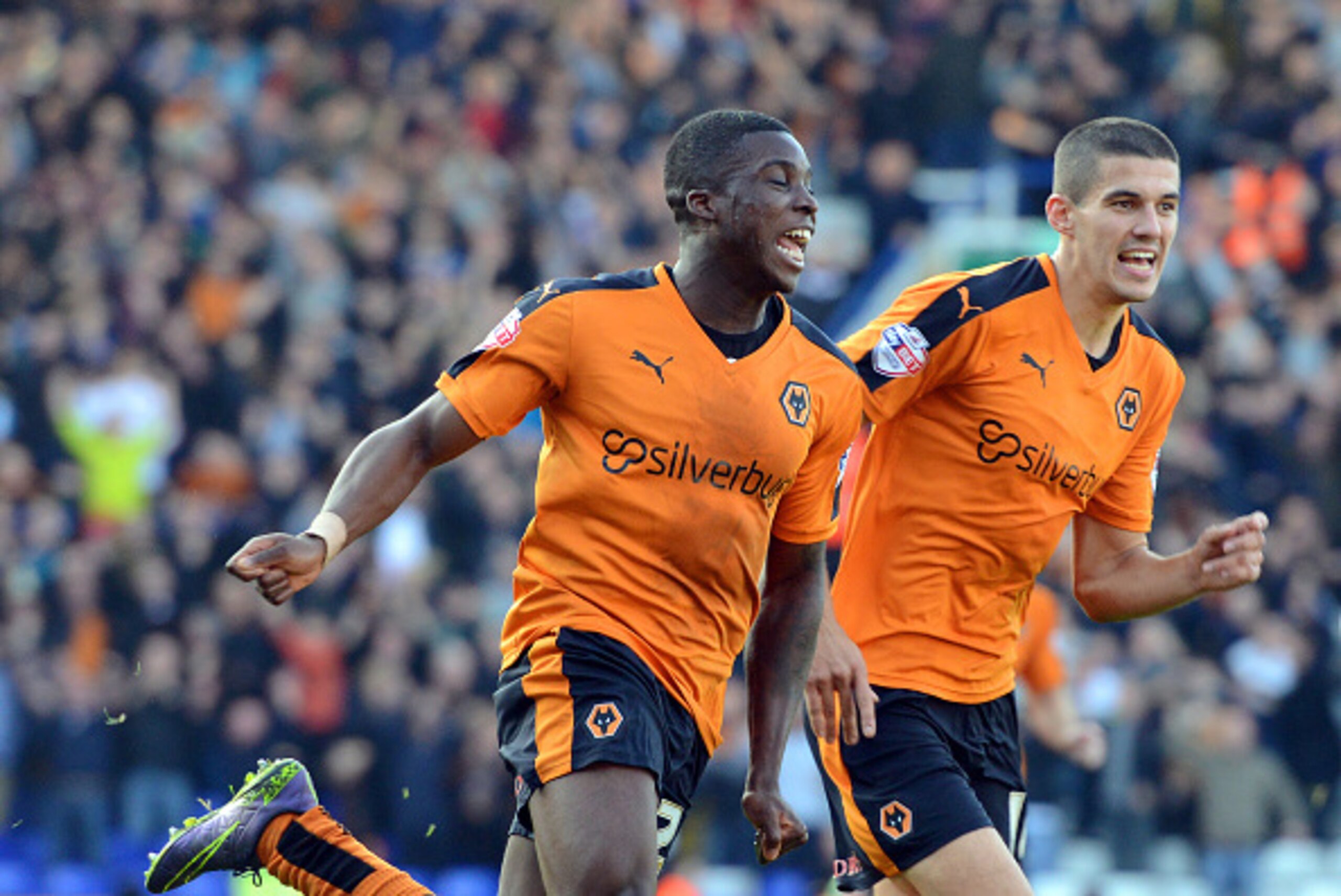 BIRMINGHAM, ENGLAND - OCTOBER 31: Sheyi Ojo of Wolverhampton Wanderers celebrates after scoring a goal to make it 0-2 during the Sky Bet Championship match between Birmingham City and Wolverhampton Wanderers at St Andrews on October 31, 2015 in Birmingh BIRMINGHAM, ENGLAND - OCTOBER 31: Sheyi Ojo of Wolverhampton Wanderers celebrates after scoring a goal to make it 0-2 during the Sky Bet Championship match between Birmingham City and Wolverhampton Wanderers at St Andrews on October 31, 2015 in Birmingh